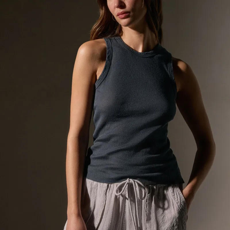 Cotton Cashmere Rib Shell Top - Asphalt sold by James Perse