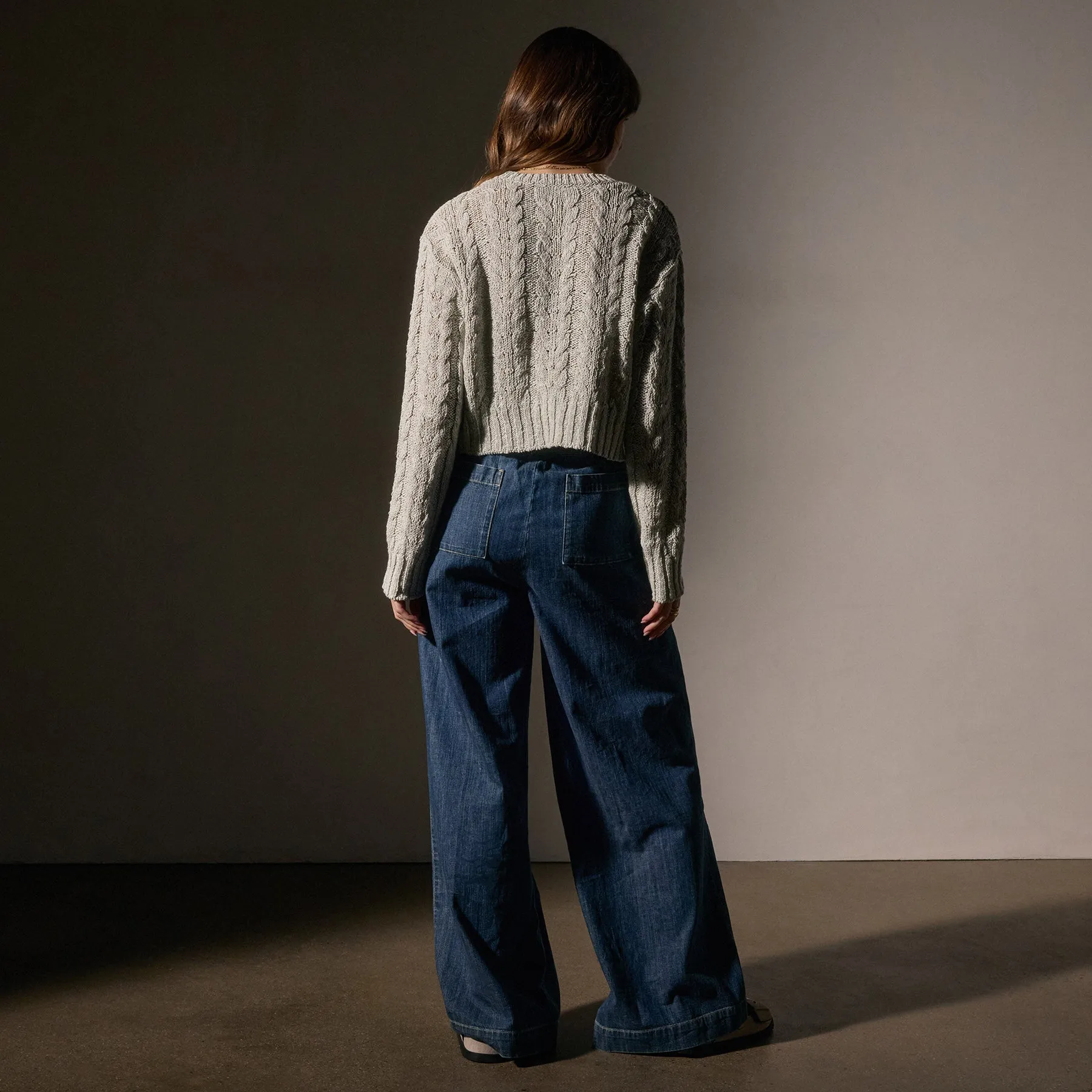 Cotton Linen Chunky Cable Knit Sweater - Foam sold by James Perse product image thumbnail 4