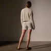 Cotton Linen Chunky Cable Knit Sweater - Natural sold by James Perse