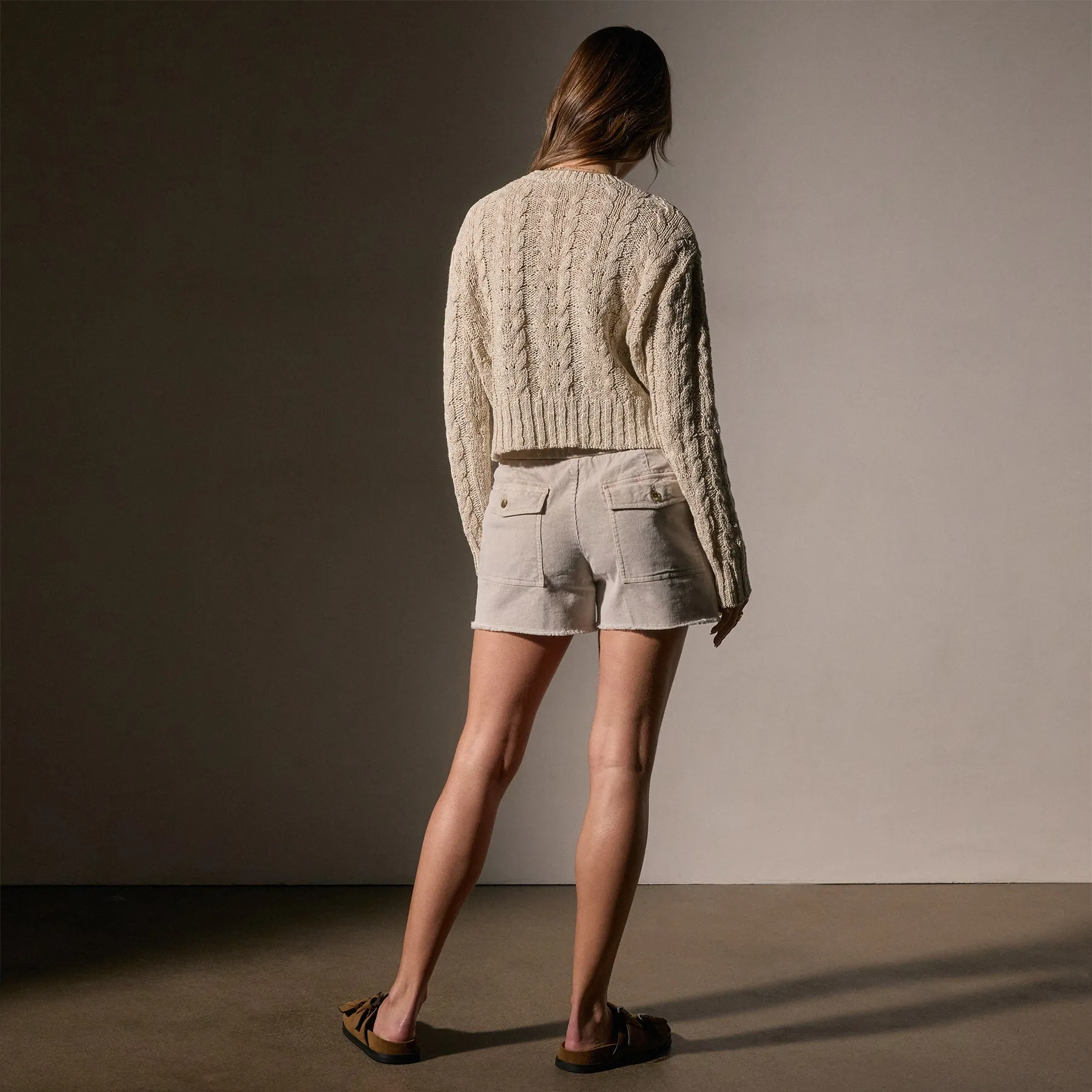 Cotton Linen Chunky Cable Knit Sweater - Natural sold by James Perse product image thumbnail 4