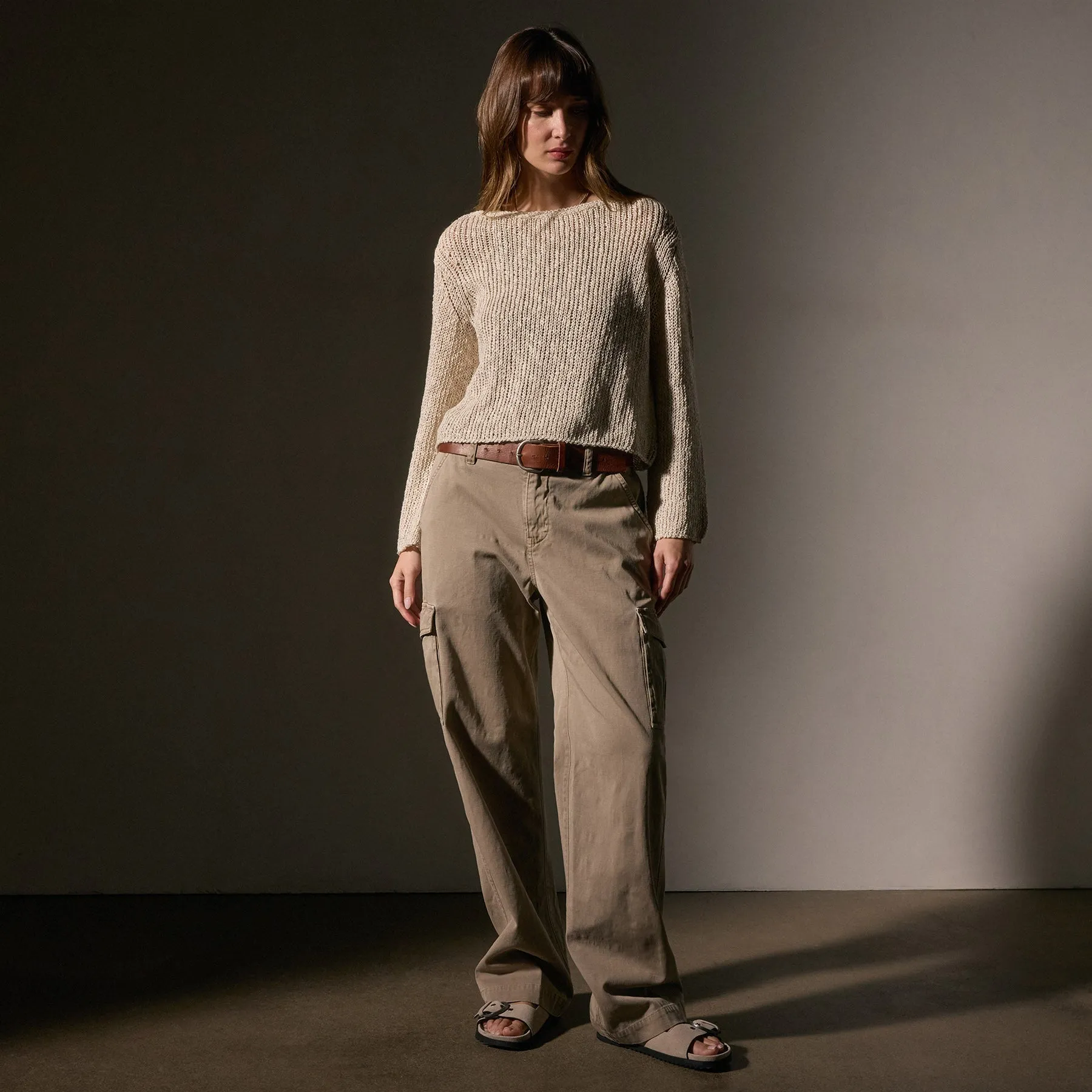 Cotton Linen Open Knit Pullover - Natural sold by James Perse product image thumbnail 3