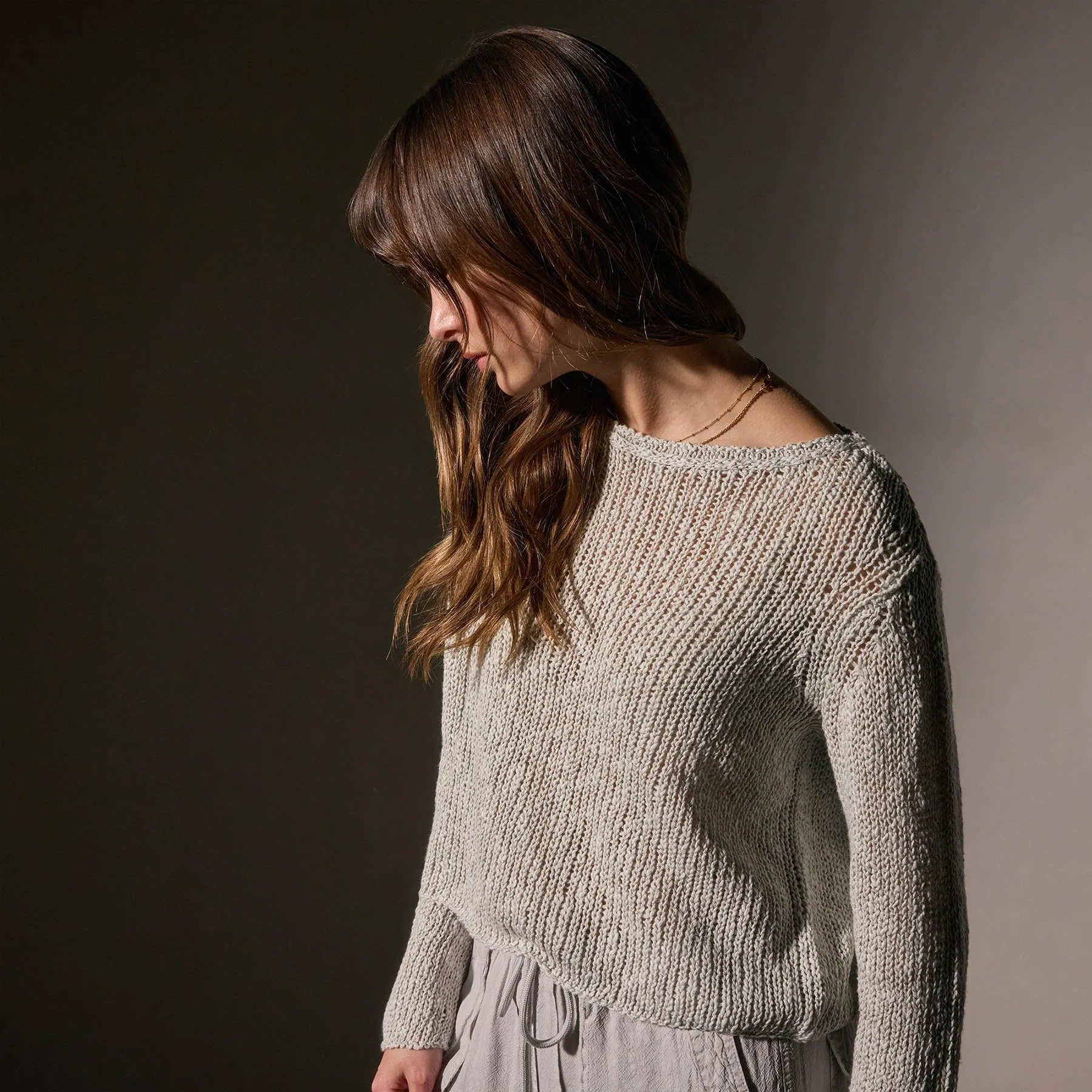 Cotton Linen Open Knit Pullover - Foam sold by James Perse product image thumbnail 2