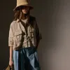 Cargo Pocket Cropped Shirt - Overcast Pigment sold by James Perse