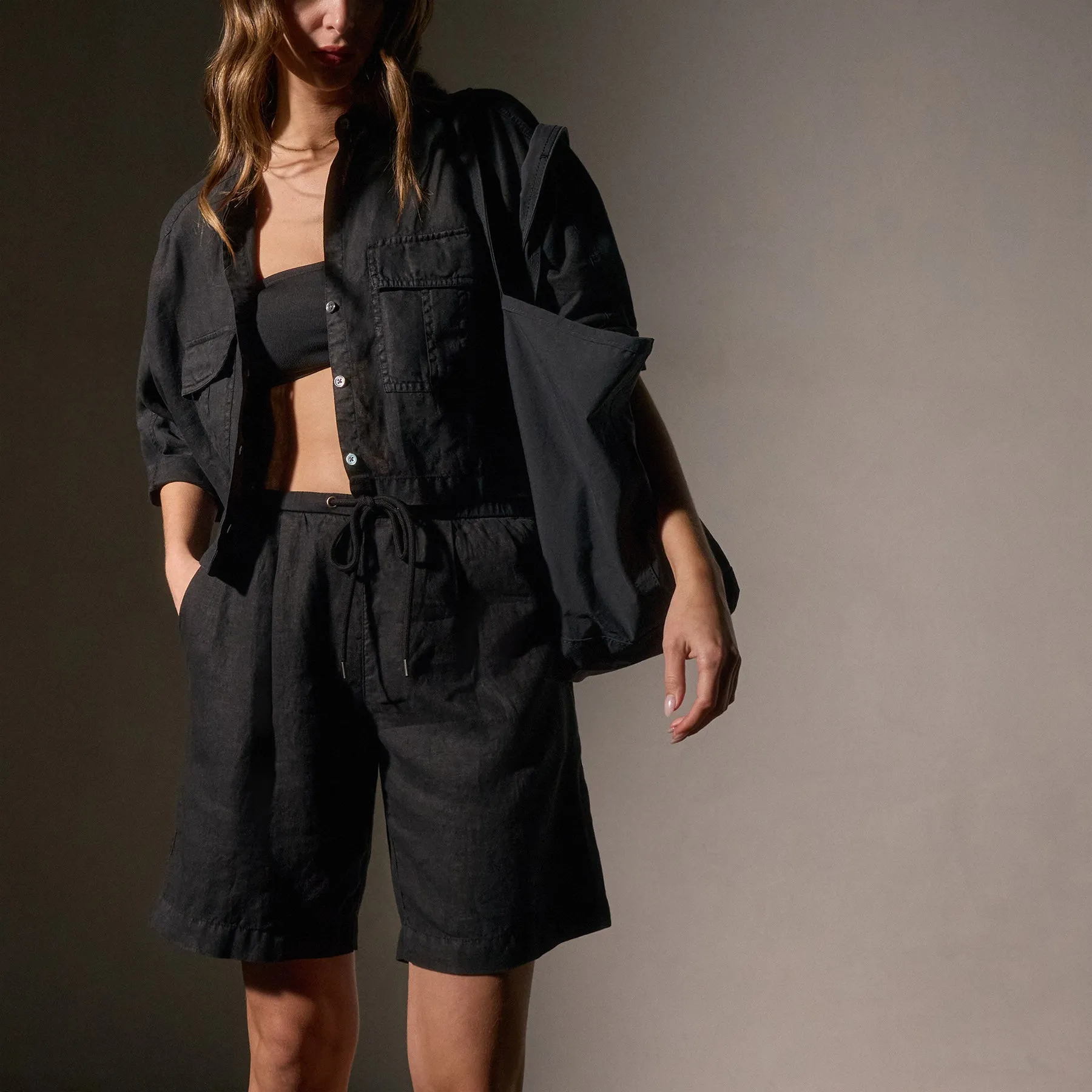 Cargo Pocket Cropped Shirt - Black sold by James Perse product image thumbnail 3