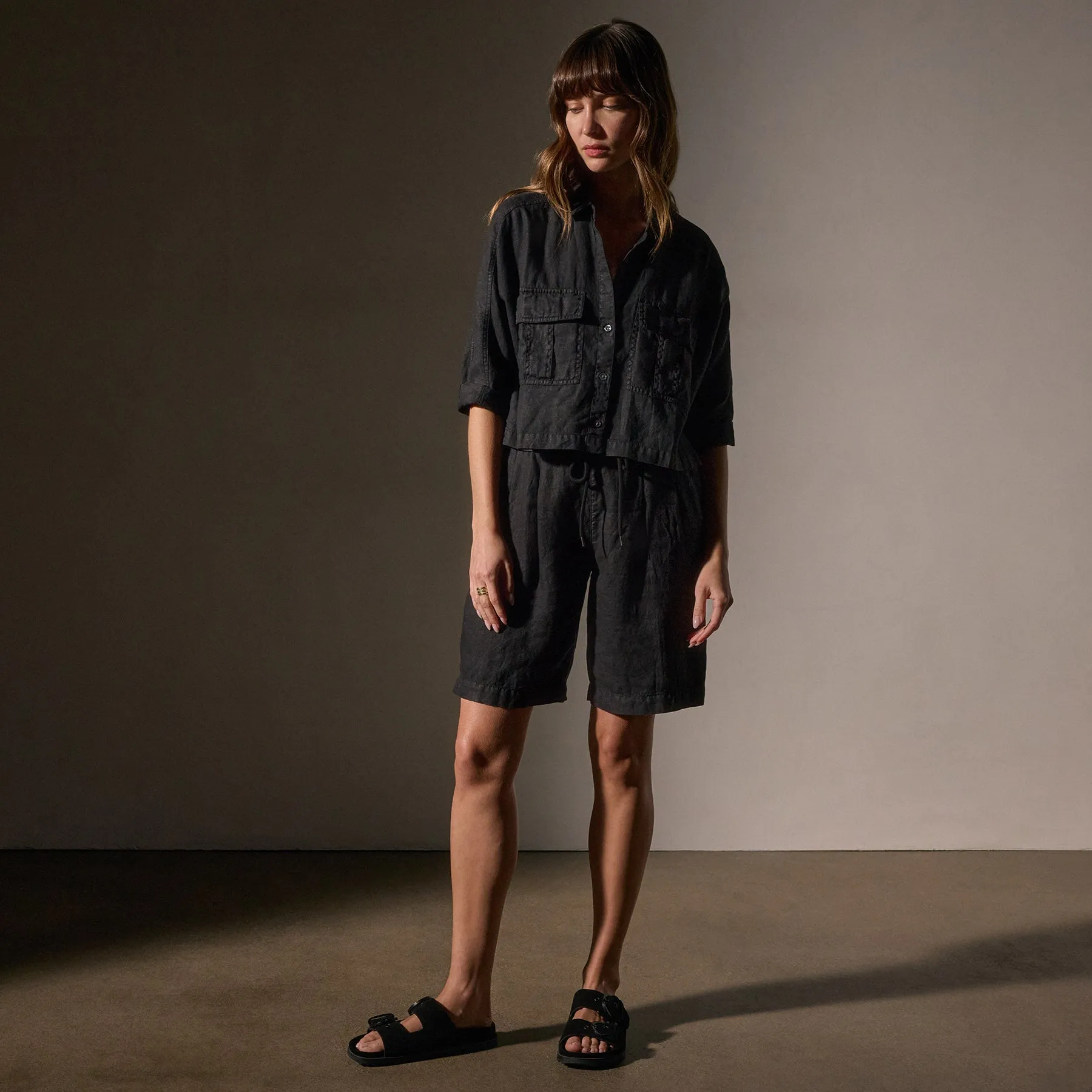 Cargo Pocket Cropped Shirt - Black sold by James Perse product image thumbnail 4