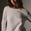 Brushed Elevated Jersey Long Sleeve Tee - White sold by James Perse