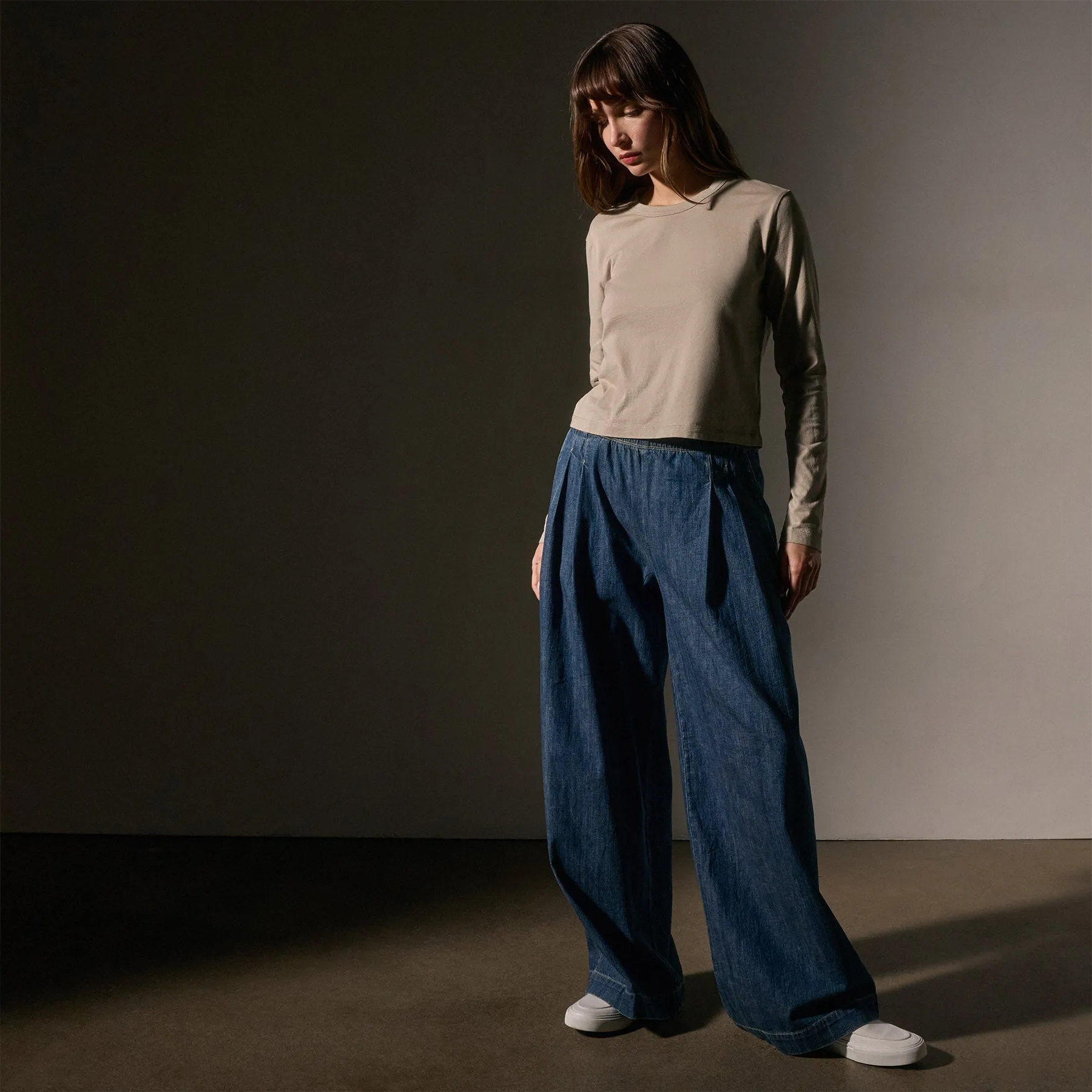 Brushed Elevated Jersey Long Sleeve Tee - Overcast sold by James Perse product image thumbnail 3