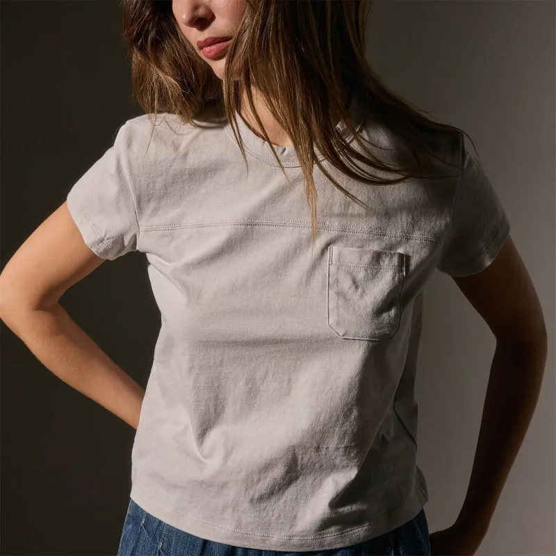 Cotton Linen Retro Pocket Tee - Salt sold by James Perse