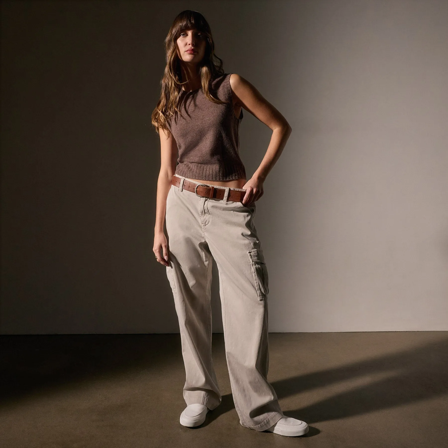 Soft Featherweight Cashmere Vest - Brown Stone sold by James Perse product image thumbnail 3