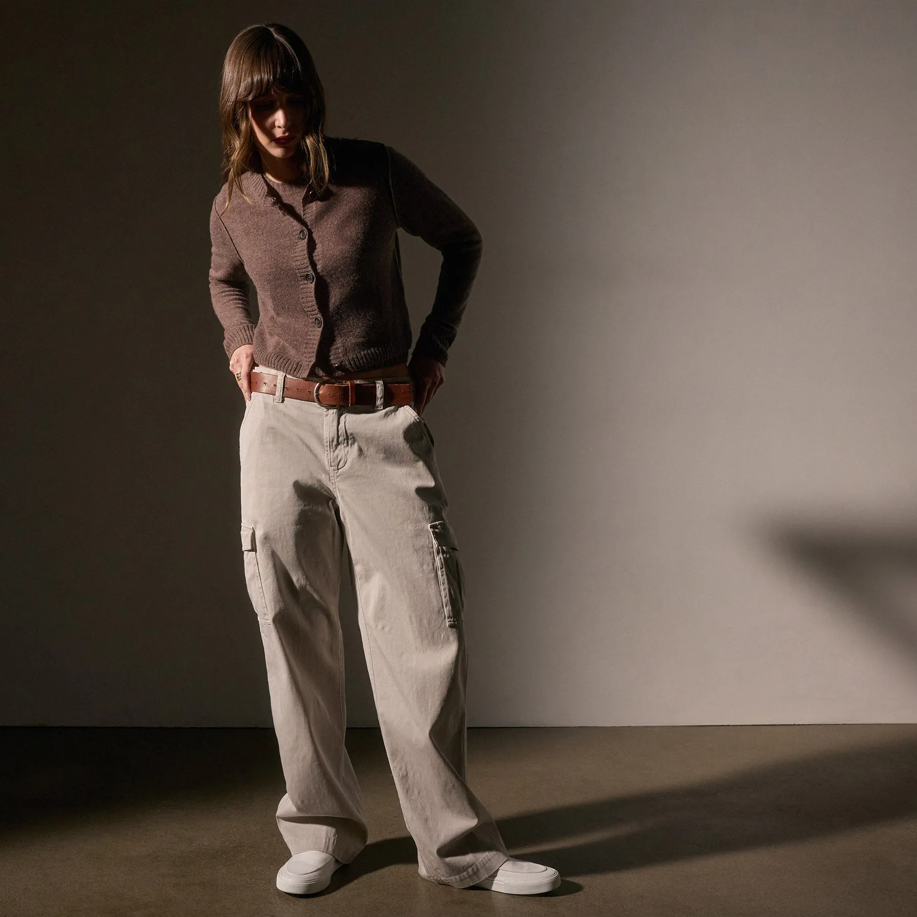 Soft Featherweight Cashmere Cardigan - Brown Stone sold by James Perse product image thumbnail 3