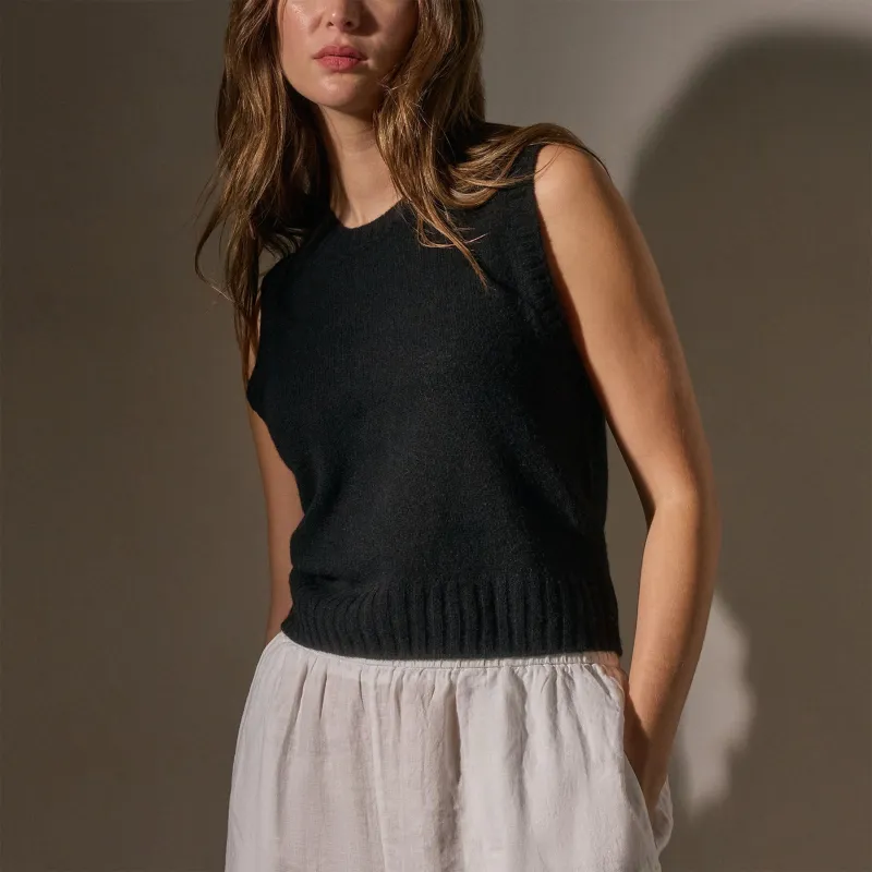 Soft Featherweight Cashmere Vest - Black sold by James Perse