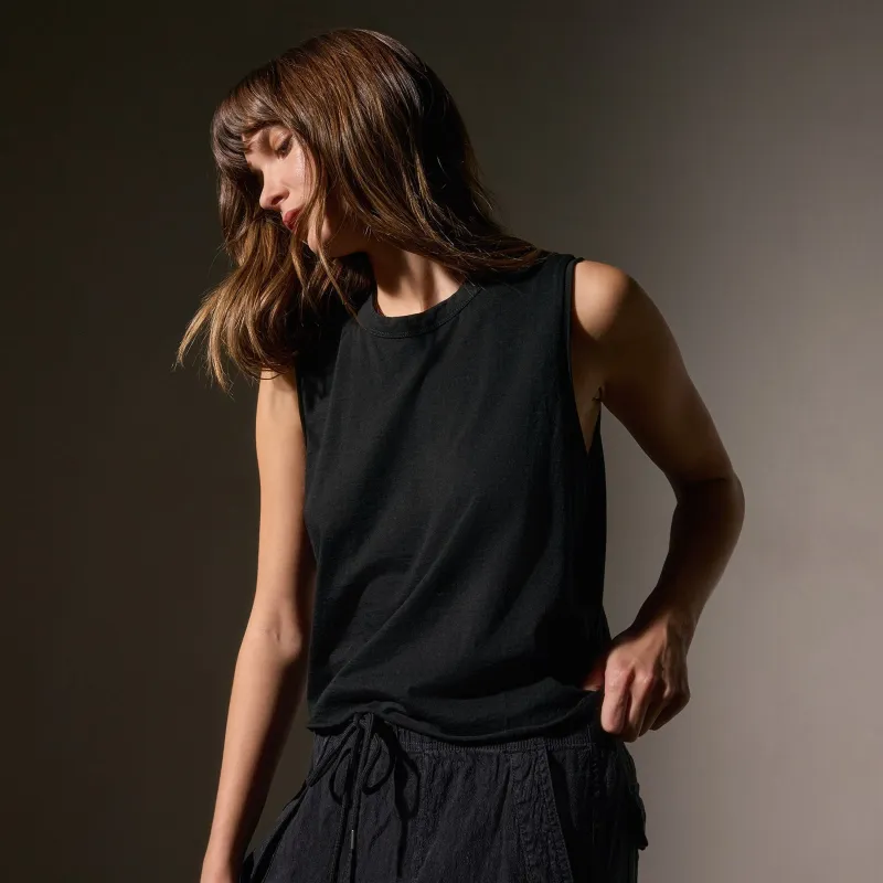 Cotton Linen Silk Shell Top - Black sold by James Perse