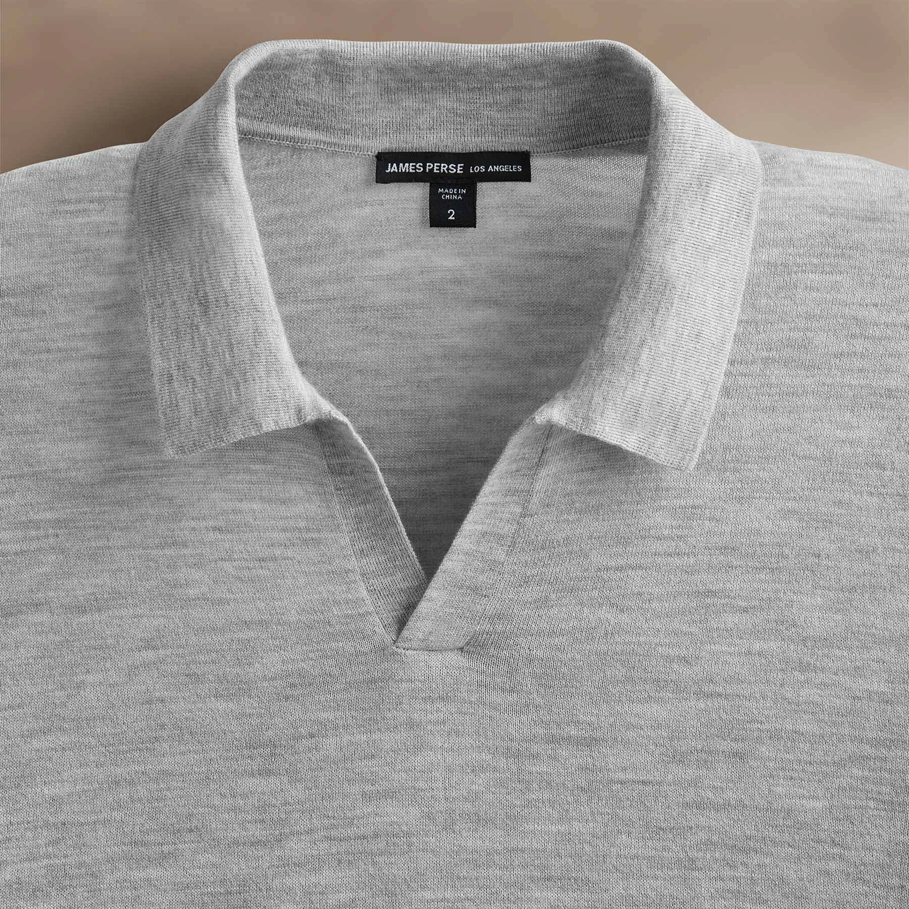 Ultrafine Cashmere Open Polo - Light Heather Grey sold by James Perse product image thumbnail 3