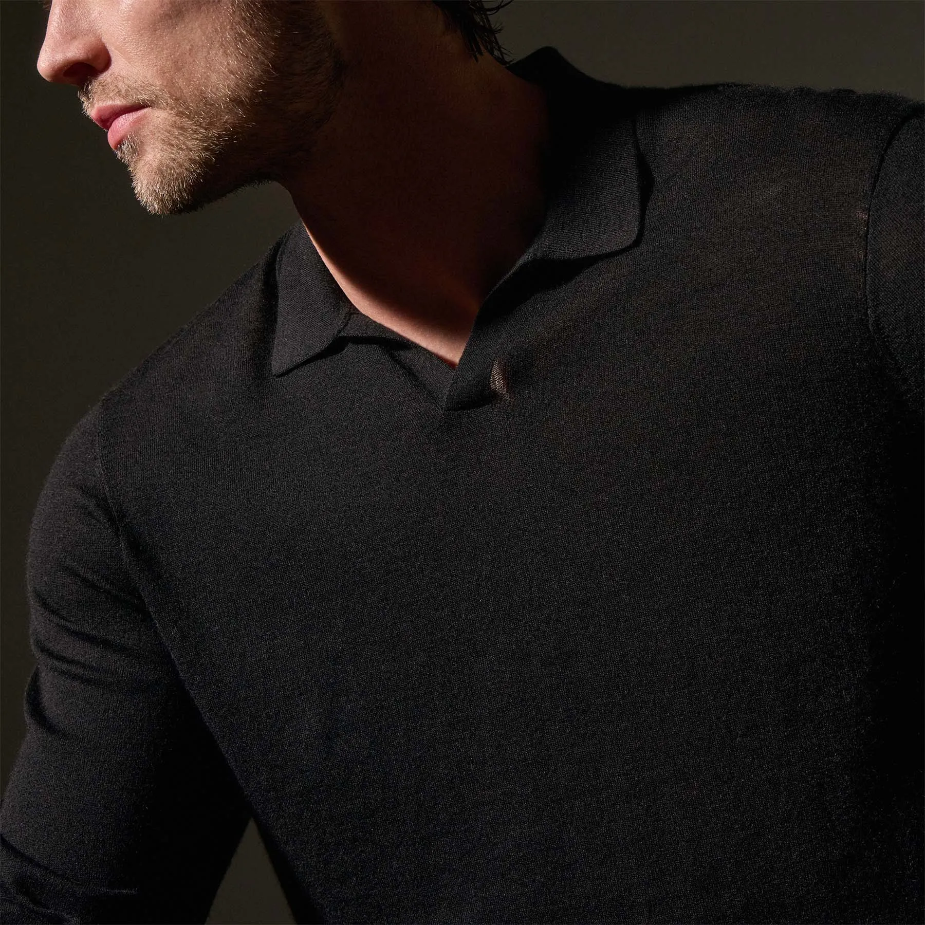 Ultrafine Cashmere Open Polo - Black sold by James Perse product image thumbnail 4