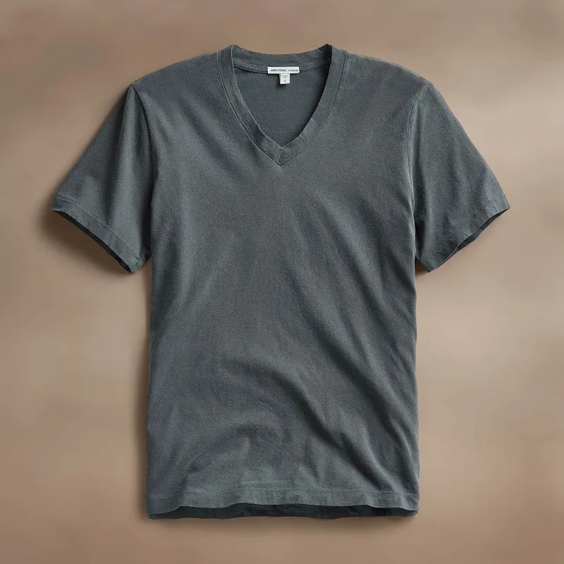 Short Sleeve V Neck - Asphalt Pigment sold by James Perse