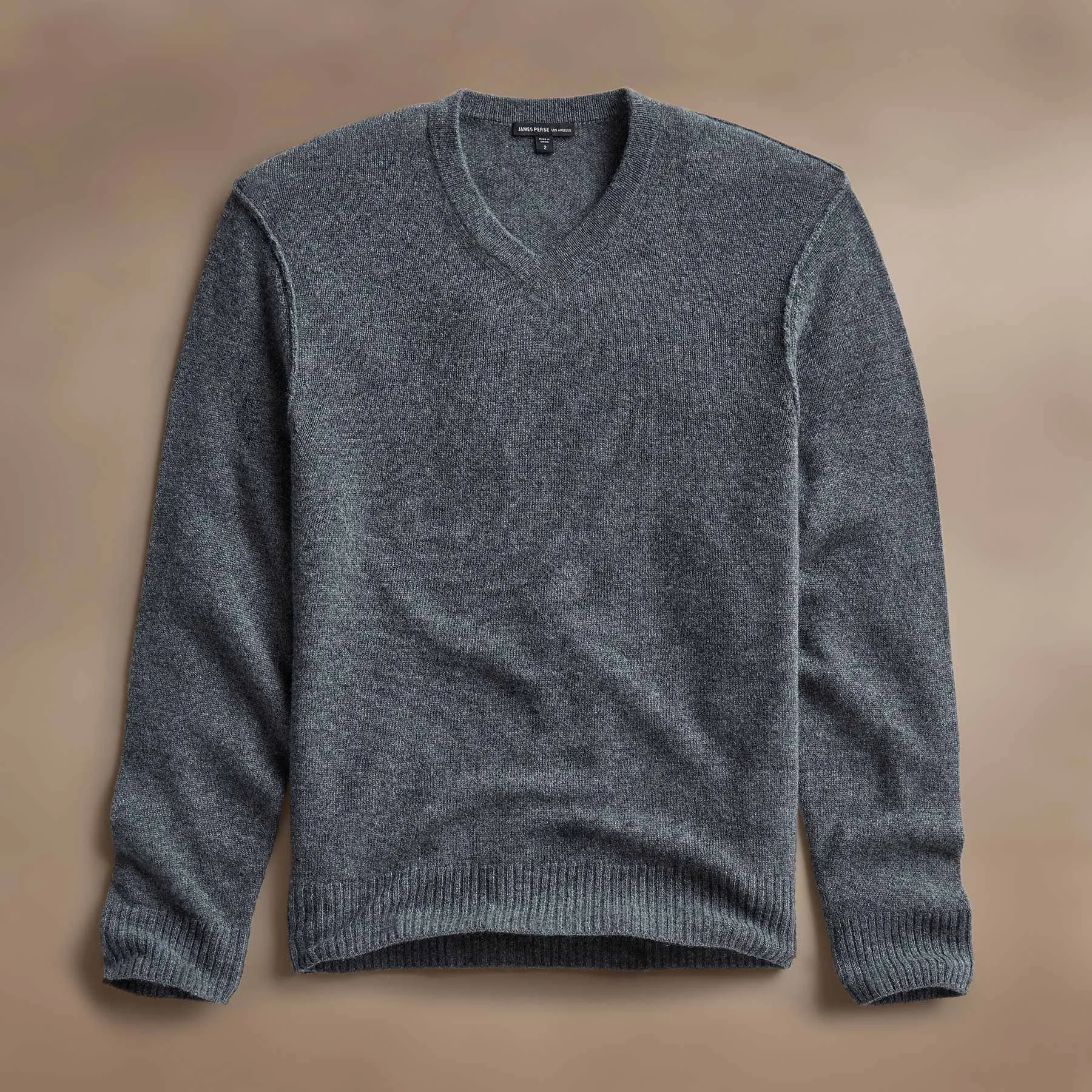 Soft Featherweight Cashmere V Neck - Flannel sold by James Perse