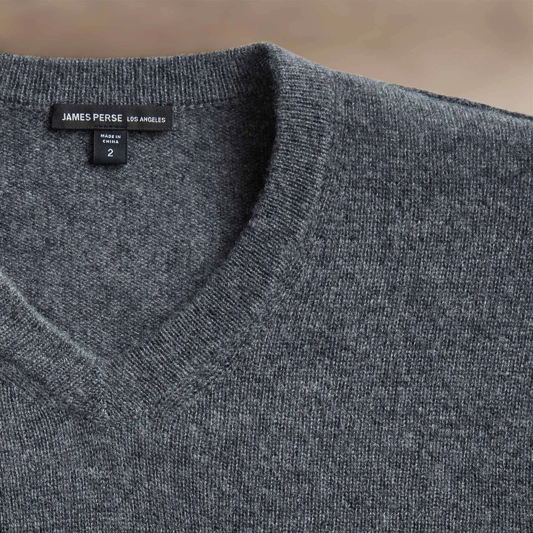 Soft Featherweight Cashmere V Neck - Flannel sold by James Perse product image thumbnail 3