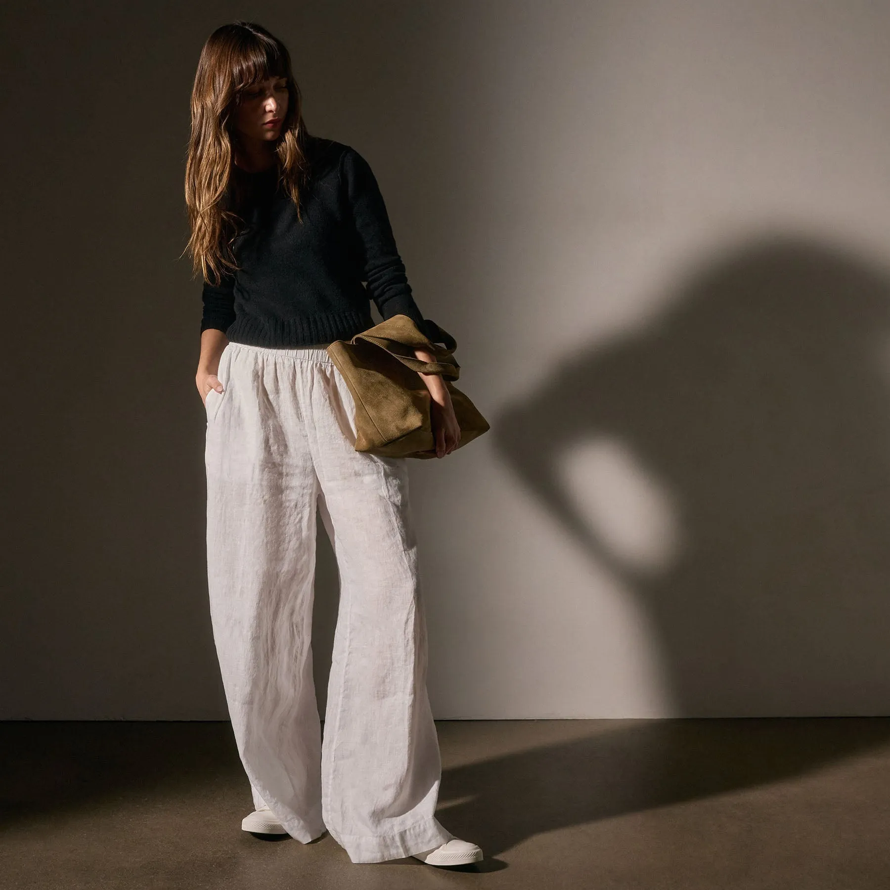 Soft Featherweight Cashmere Cropped Sweater - Black sold by James Perse product image thumbnail 3