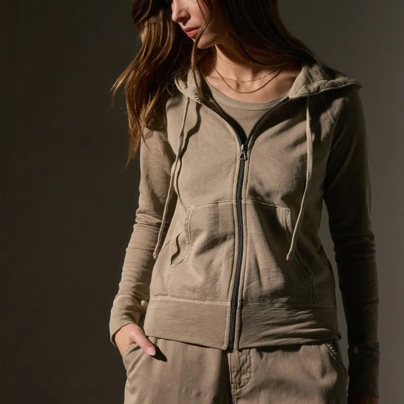 Vintage French Terry Zip Up Hoodie - Overcast Pigment sold by James Perse
