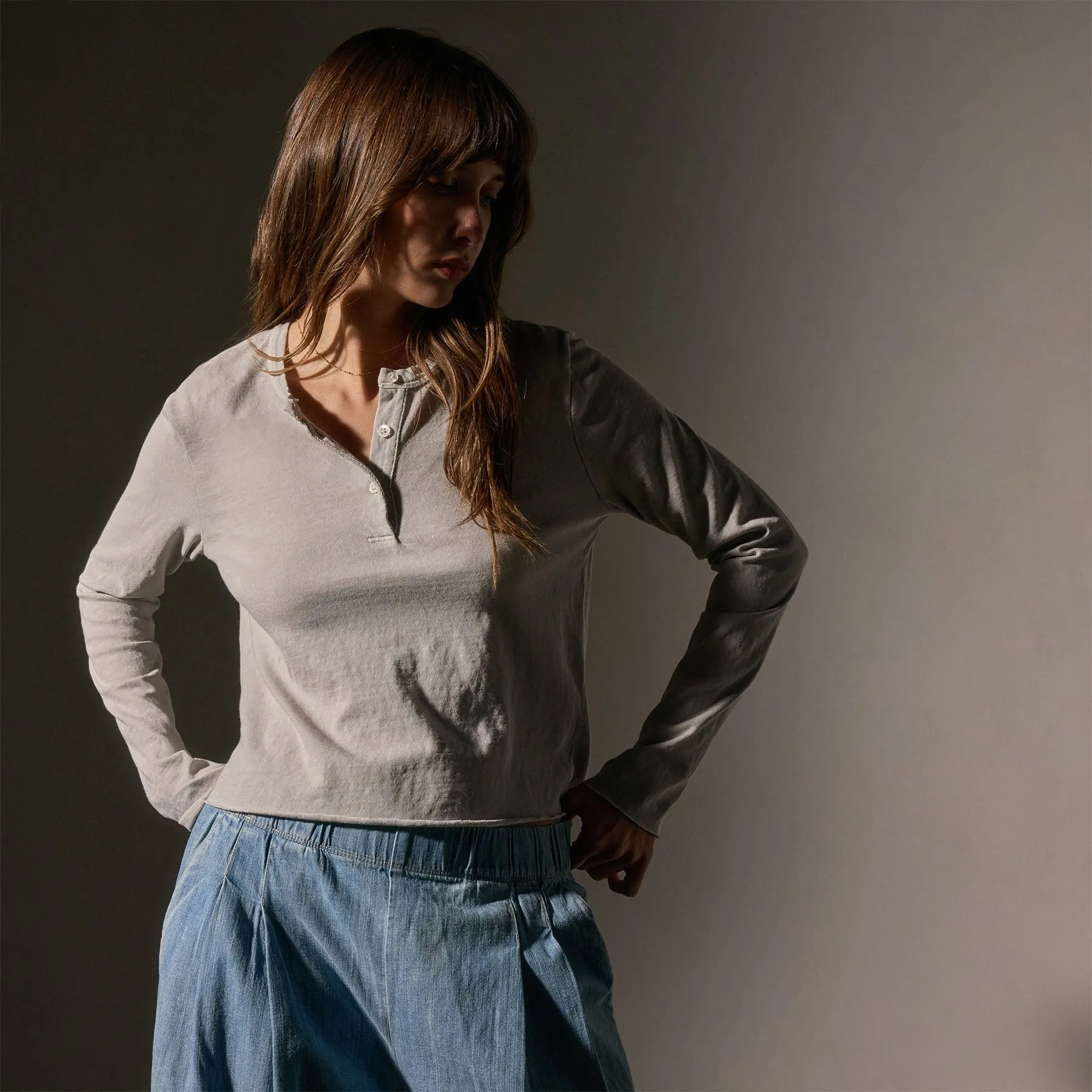 Slub Jersey Long Sleeve Henley - Salt Pigment sold by James Perse