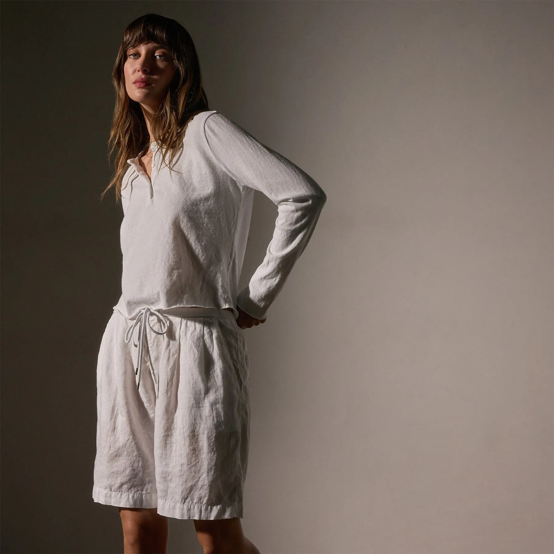 Slub Jersey Long Sleeve Henley - White sold by James Perse product image thumbnail 3