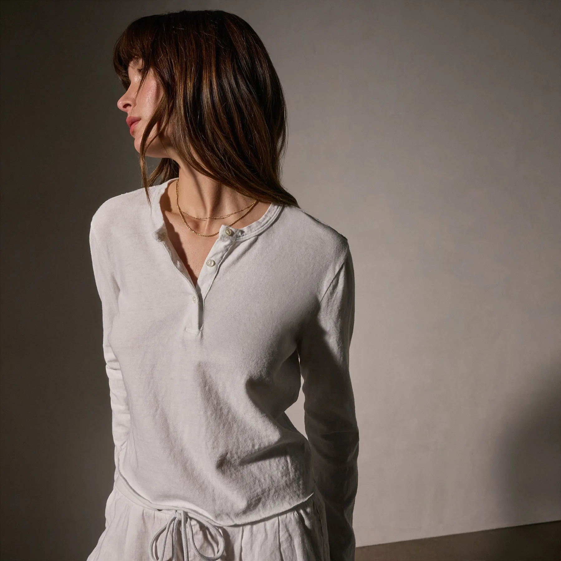 Slub Jersey Long Sleeve Henley - White sold by James Perse