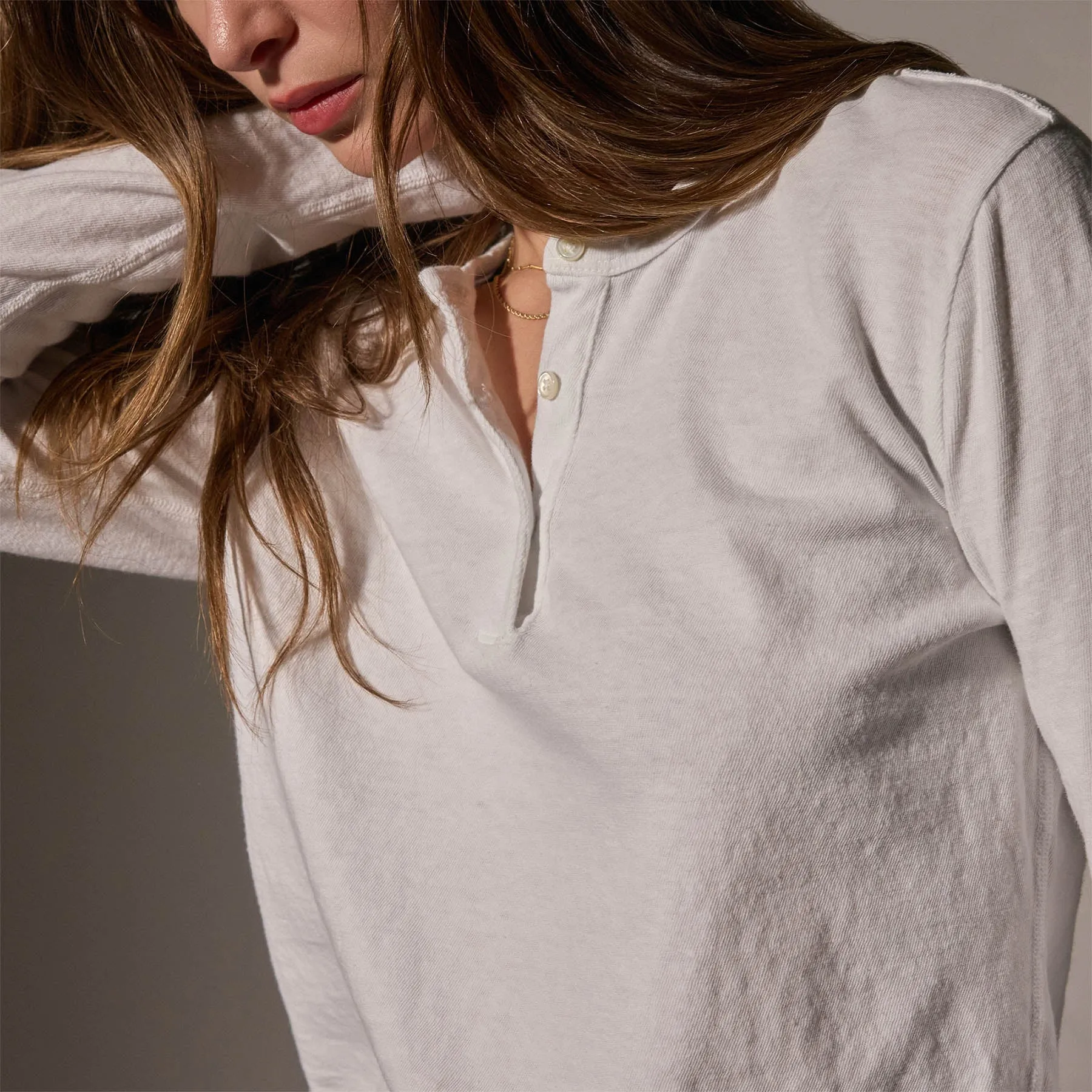 Slub Jersey Long Sleeve Henley - White sold by James Perse product image thumbnail 2