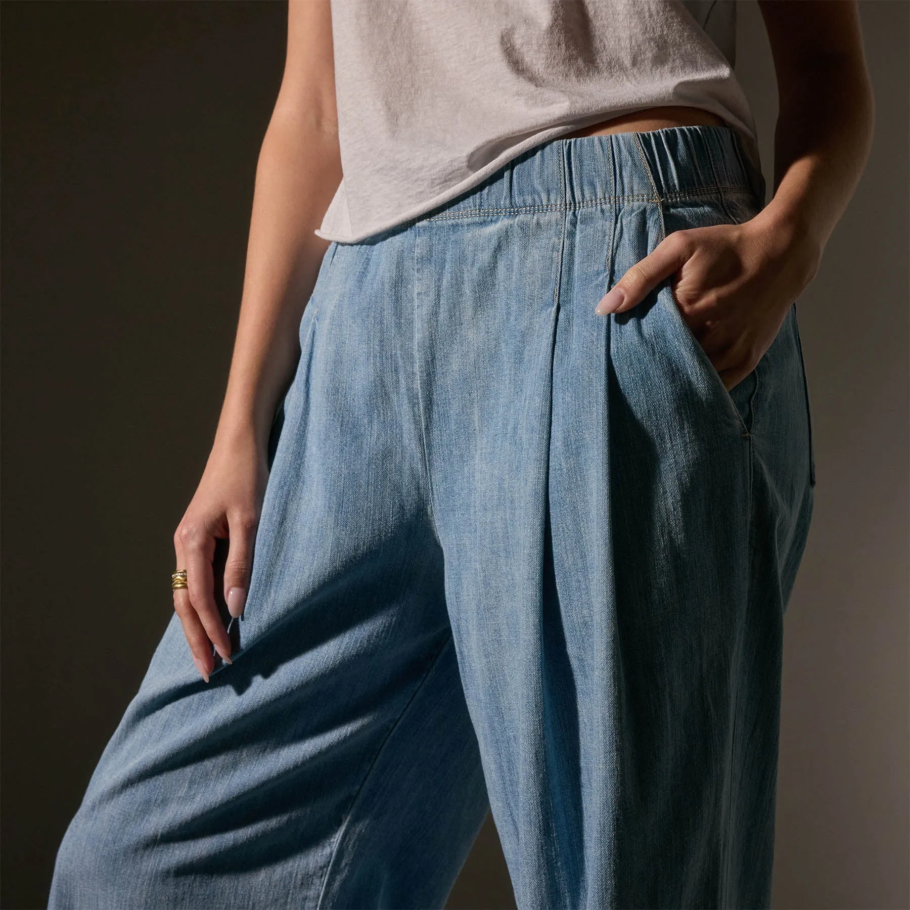 Denim Pleated Pant - Bleach Wash sold by James Perse product image thumbnail 2