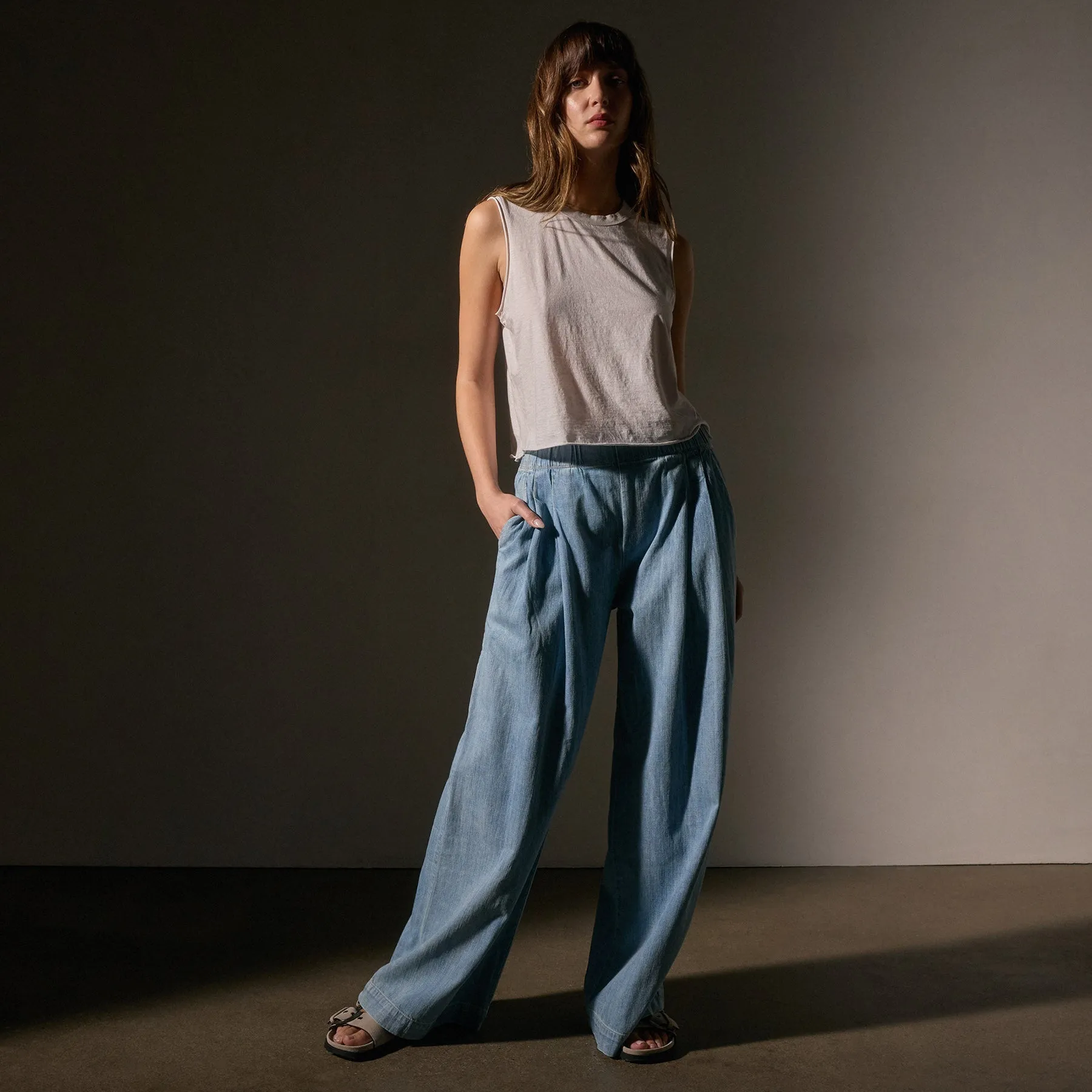 Denim Pleated Pant - Bleach Wash sold by James Perse product image thumbnail 3