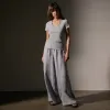 Sheer Slub Casual V Neck - Grey Sky sold by James Perse