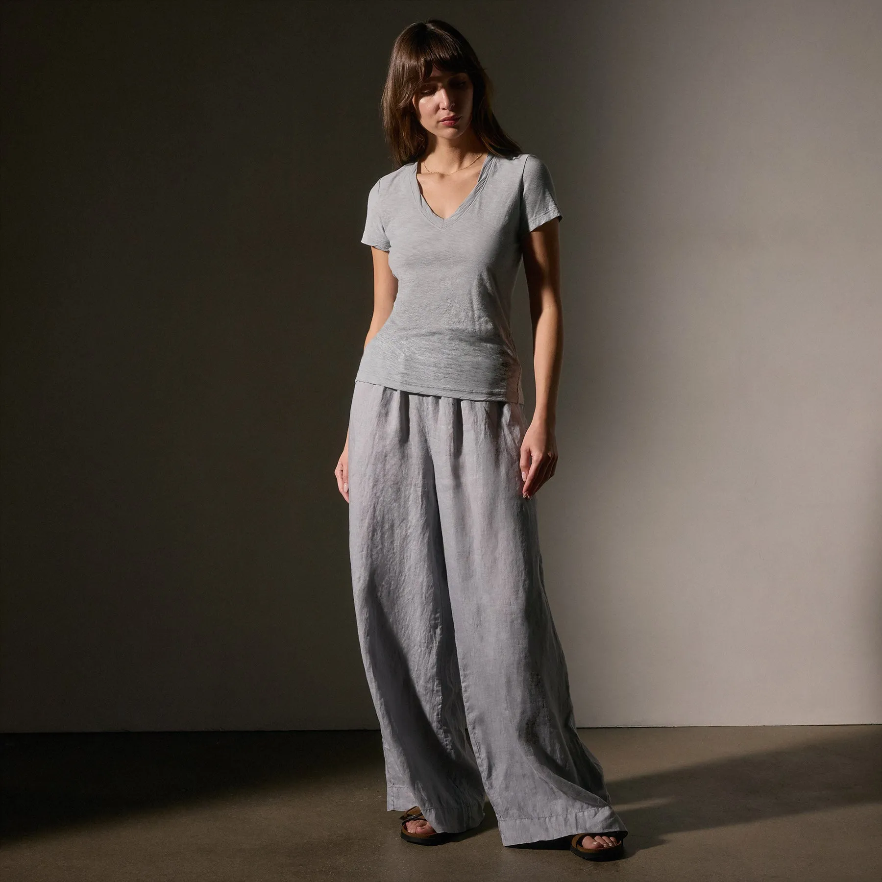 Sheer Slub Casual V Neck - Grey Sky sold by James Perse product image thumbnail 3