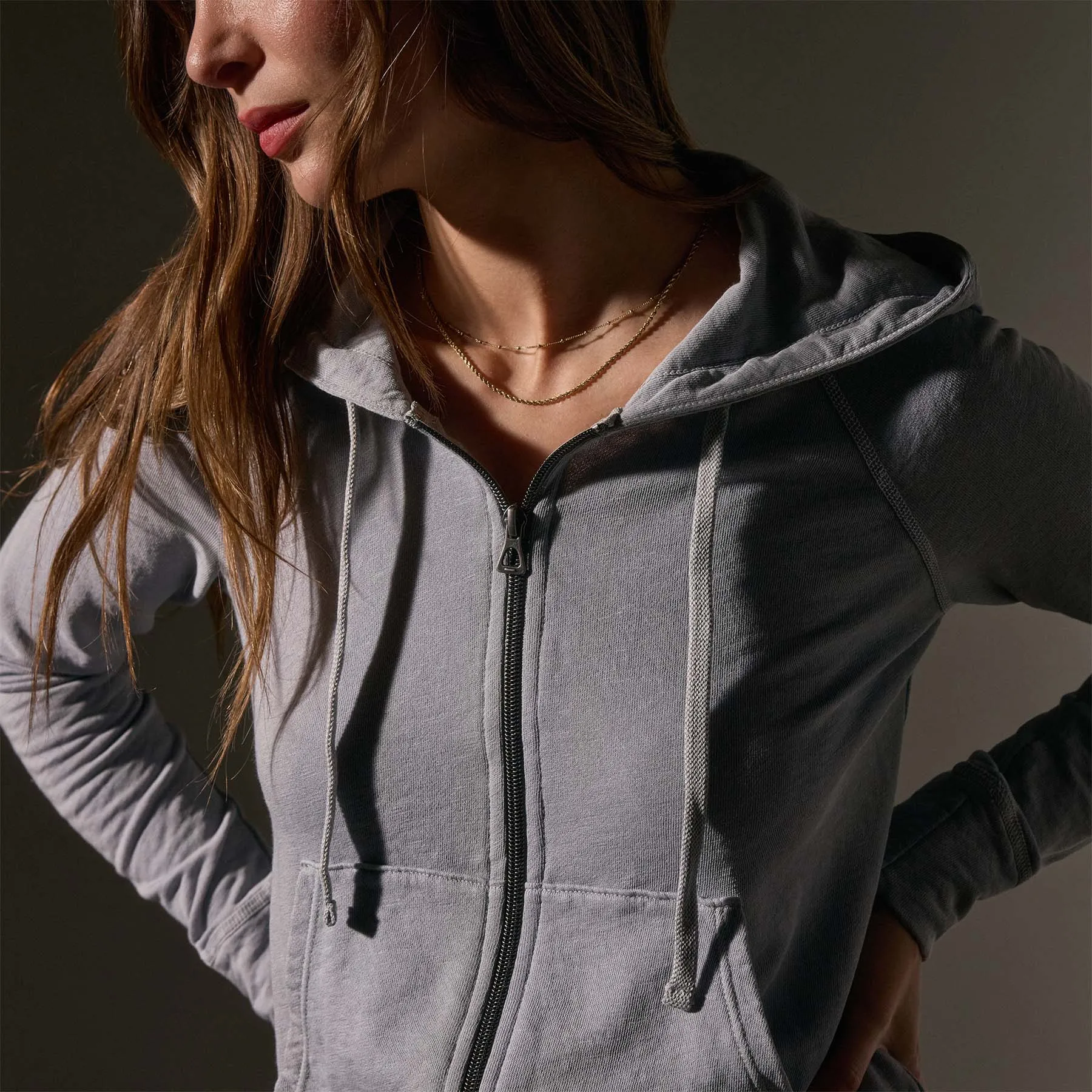 Vintage French Terry Zip Up Hoodie - Grey Sky Pigment sold by James Perse product image thumbnail 2