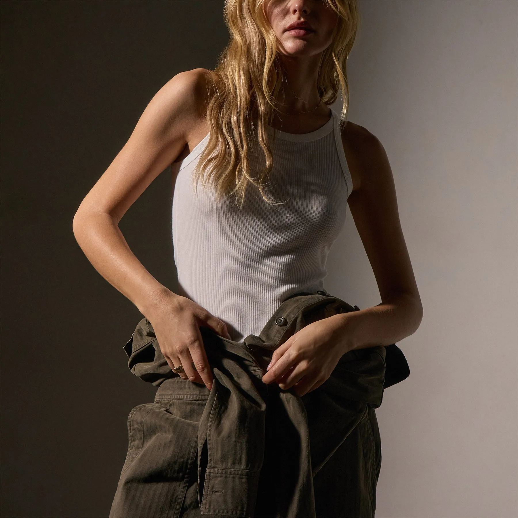 Stretch Herringbone Jumpsuit - Army Green Pigment sold by James Perse product image thumbnail 3