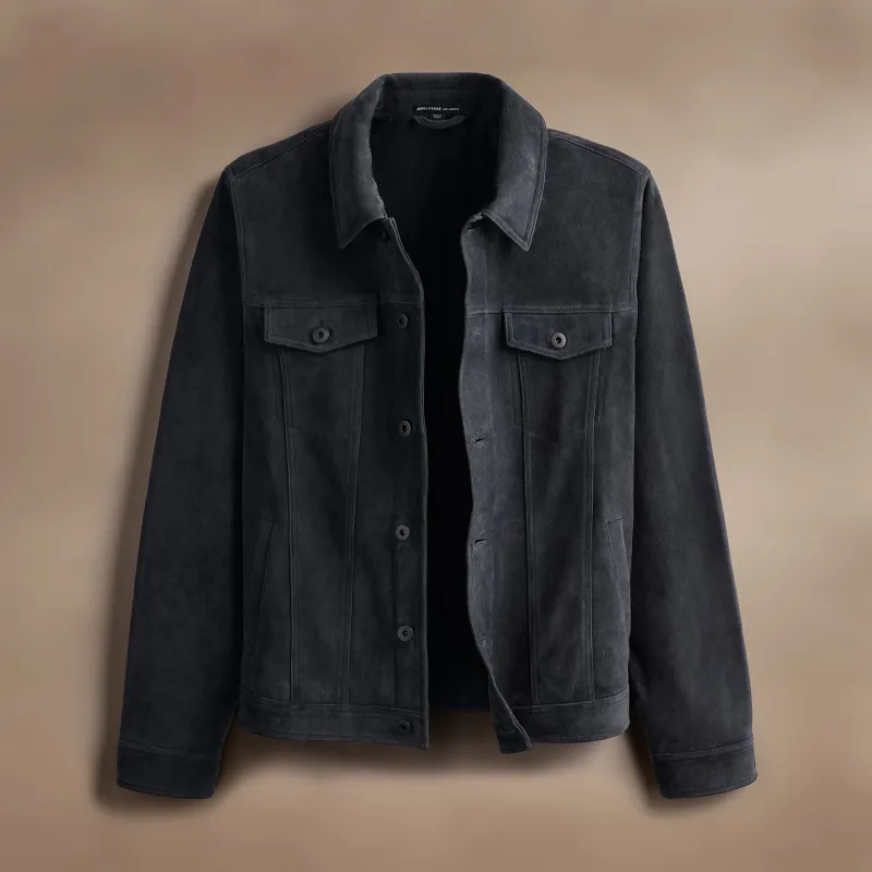 Suede Trucker Jacket - Smokey Grey sold by James Perse