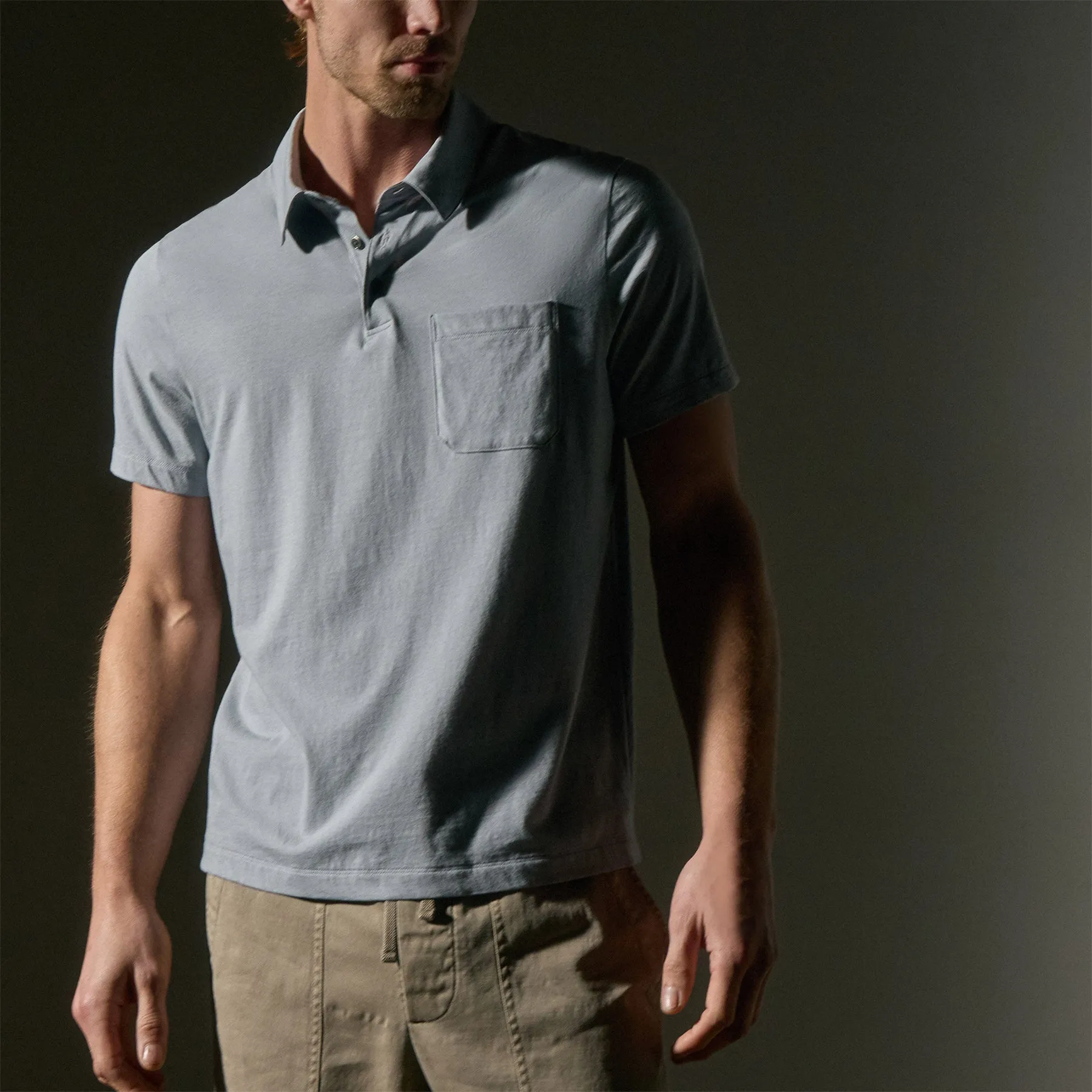 Cotton Linen Pocket Polo - Grey Sky sold by James Perse product image thumbnail 2