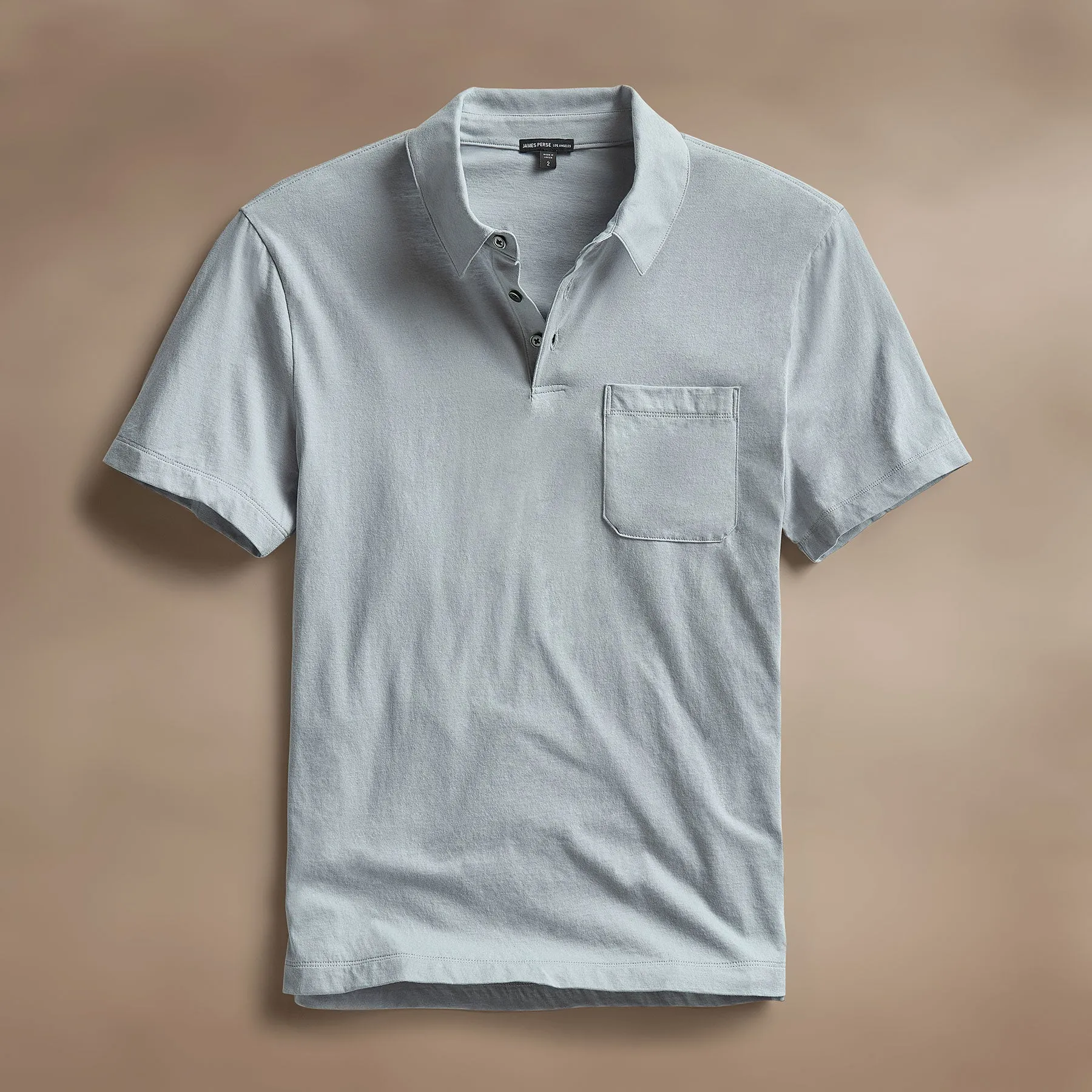 Cotton Linen Pocket Polo - Grey Sky sold by James Perse