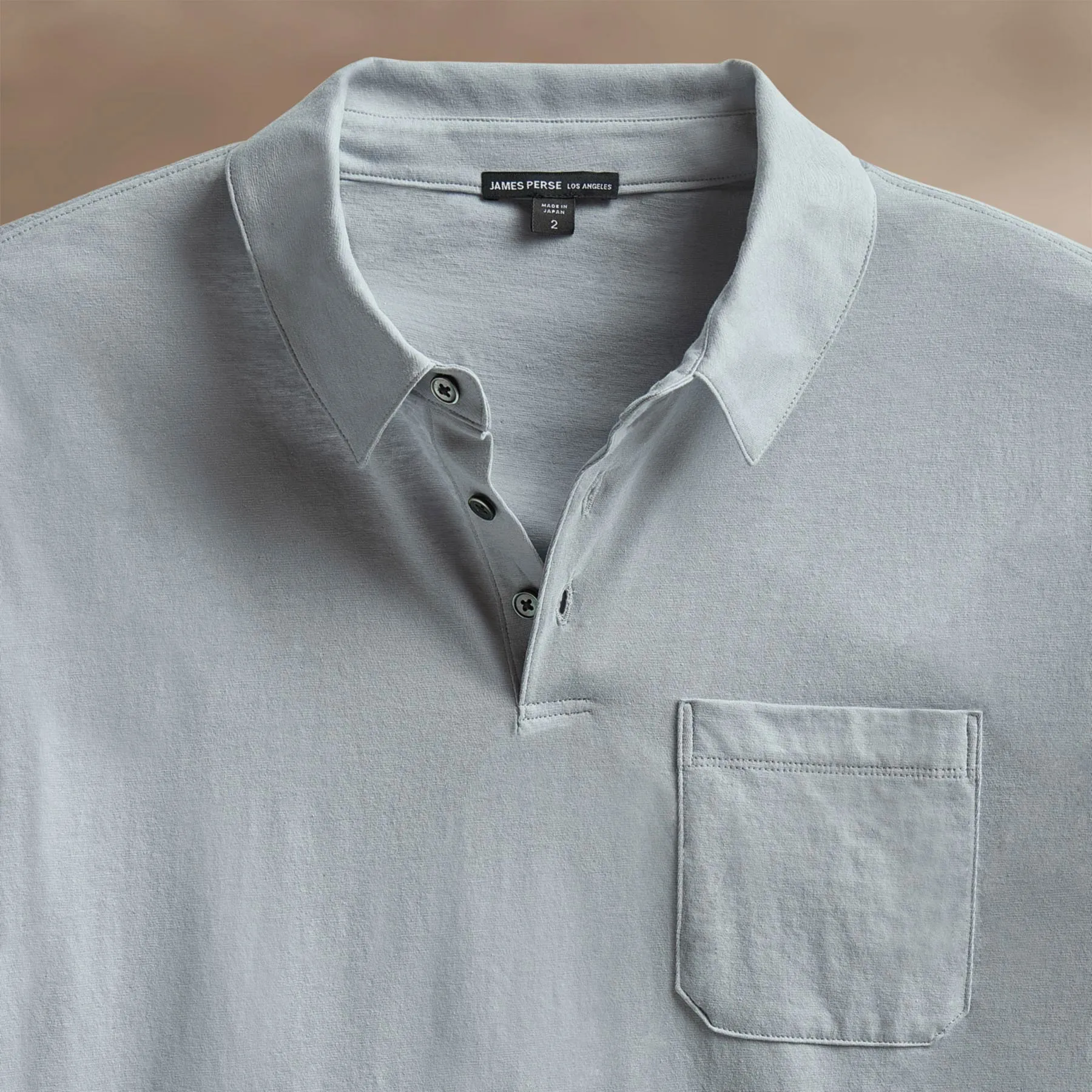 Cotton Linen Pocket Polo - Grey Sky sold by James Perse product image thumbnail 3