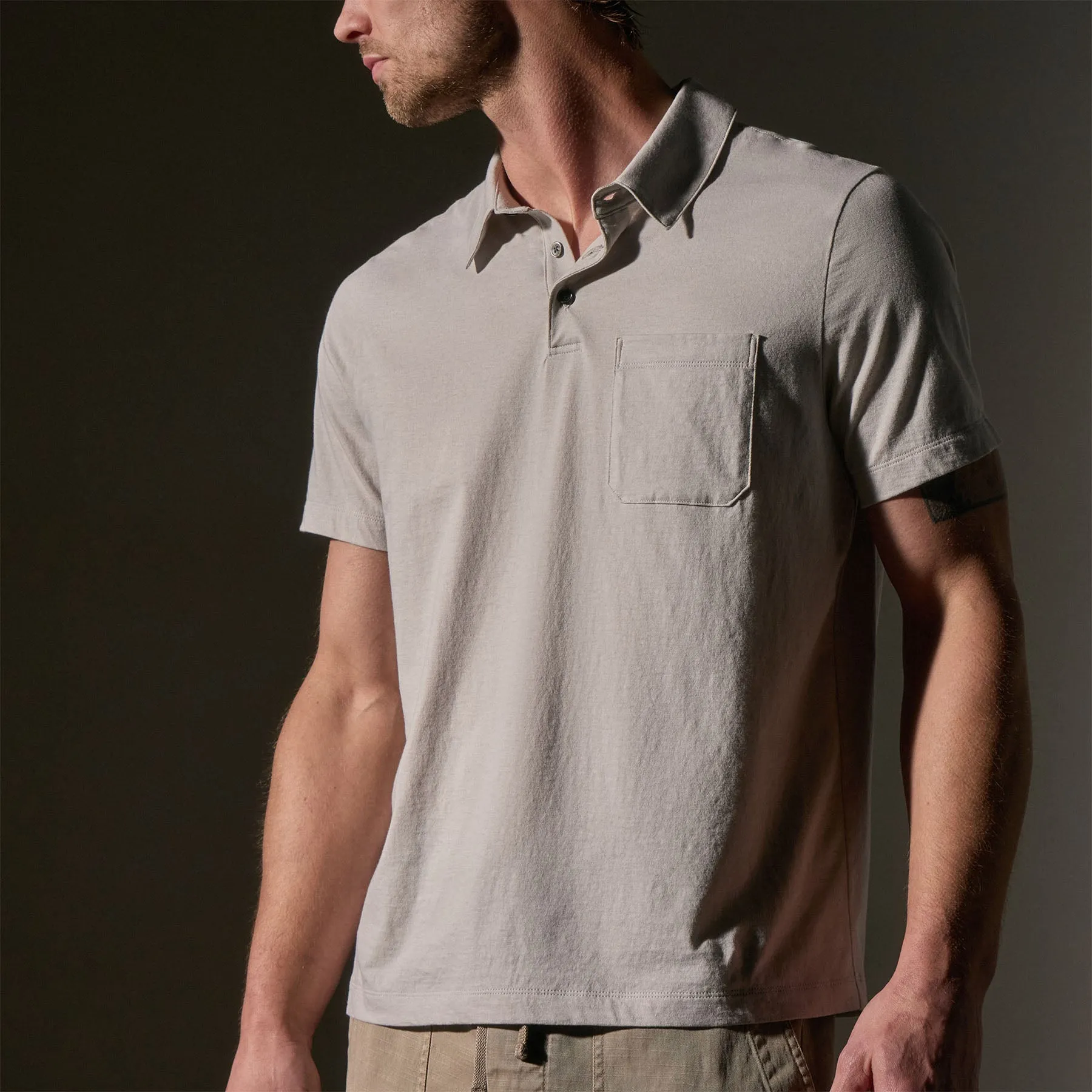 Cotton Linen Pocket Polo - Salt sold by James Perse product image thumbnail 2