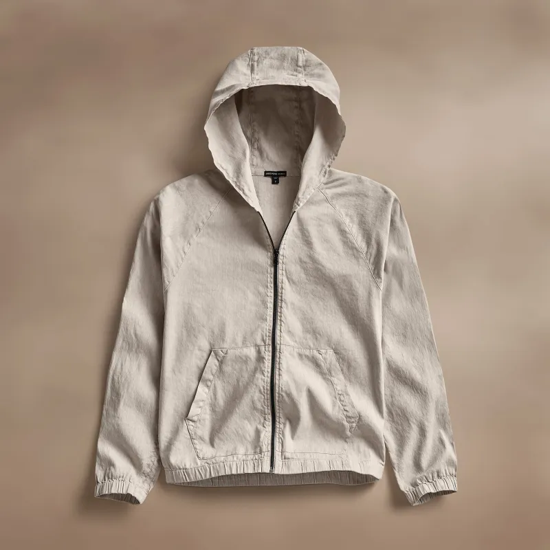 Linen Blend Zip Front Hoodie - Salt Pigment sold by James Perse