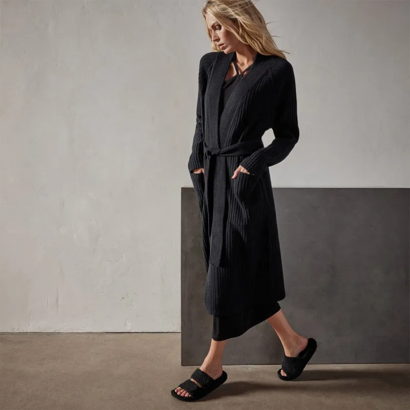 Recycled Cashmere Rib Cardigan - Black sold by James Perse