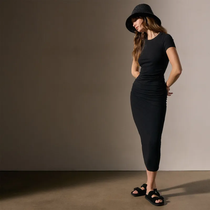 Ruched T Shirt Dress - Black sold by James Perse