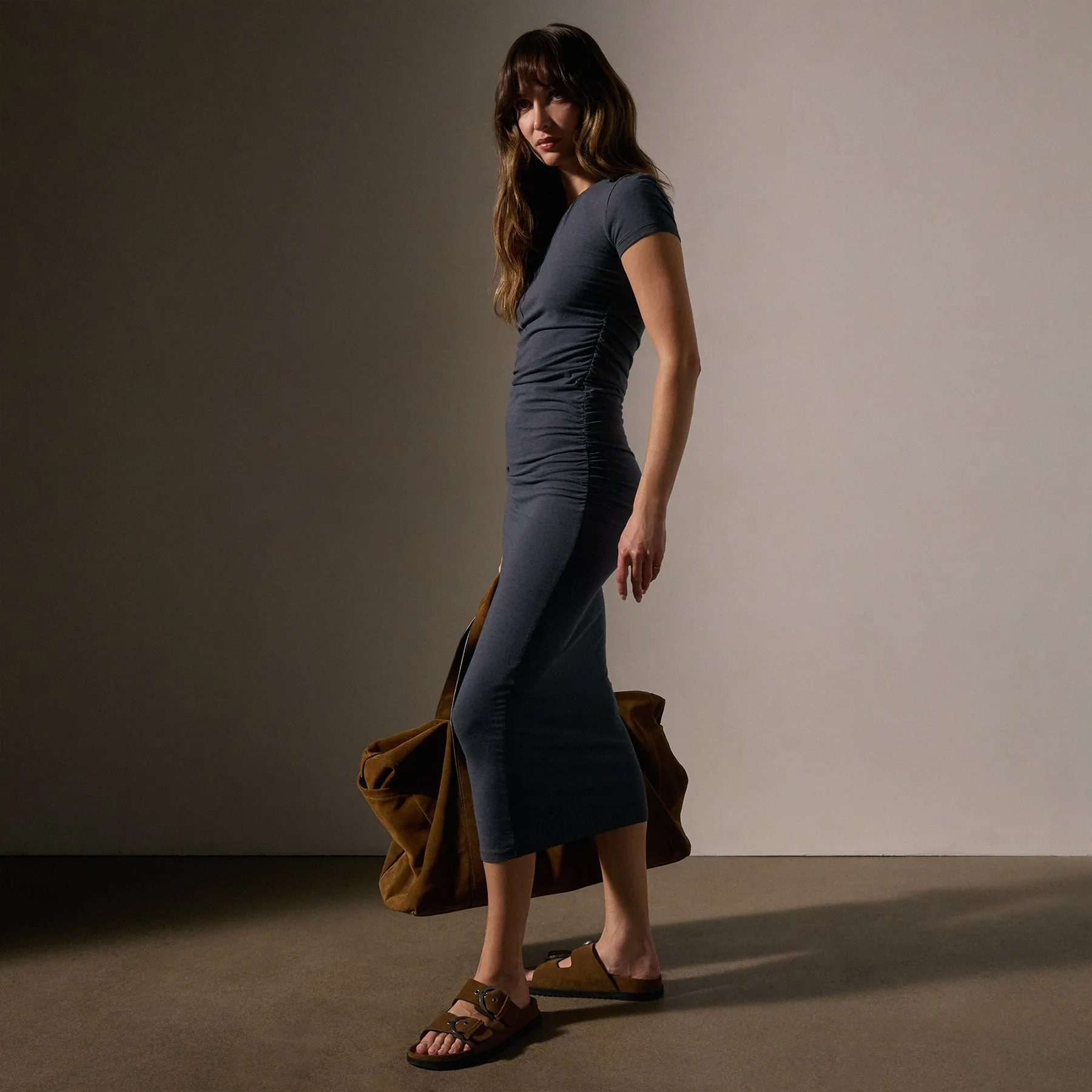 Ruched T Shirt Dress - Asphalt sold by James Perse