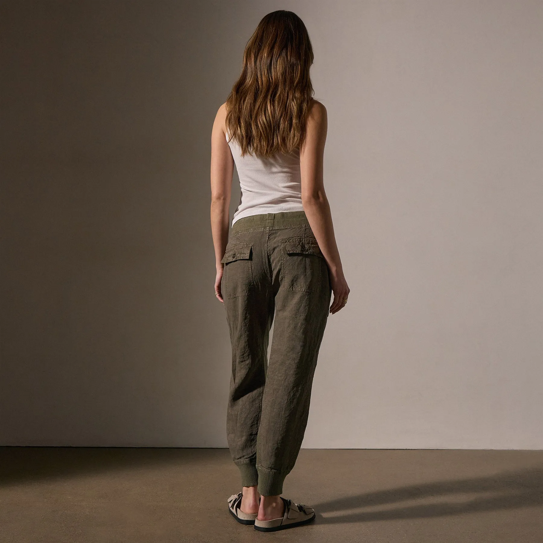 Linen Mixed Media Pant - Army Green sold by James Perse product image thumbnail 4