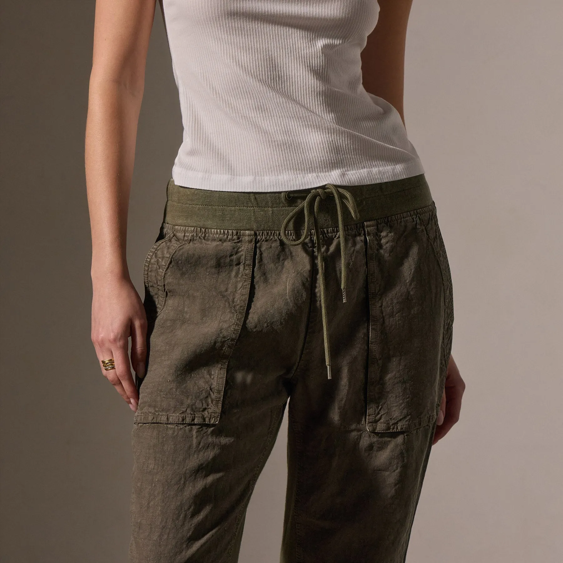 Linen Mixed Media Pant - Army Green sold by James Perse product image thumbnail 2