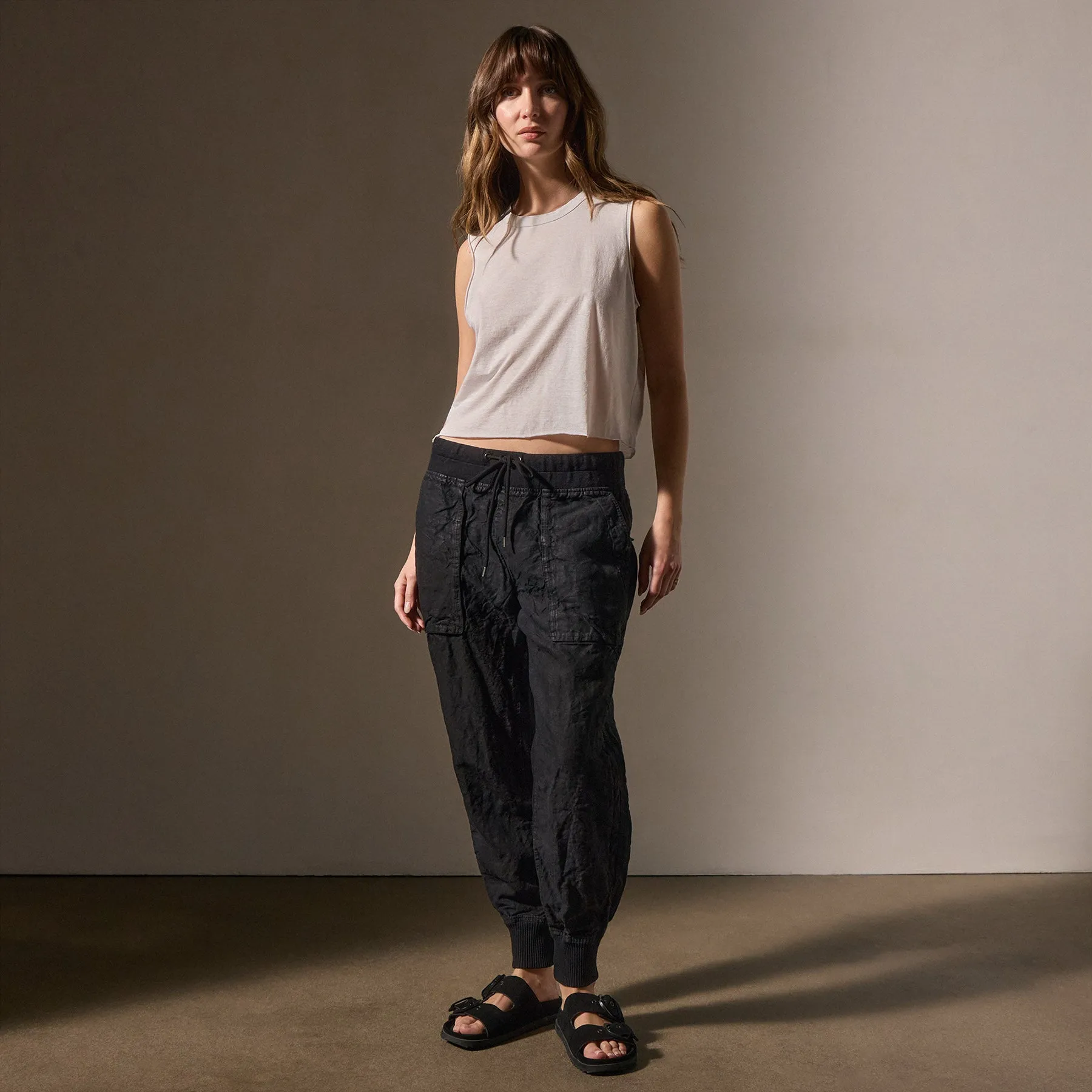 Linen Mixed Media Pant - Black sold by James Perse product image thumbnail 3