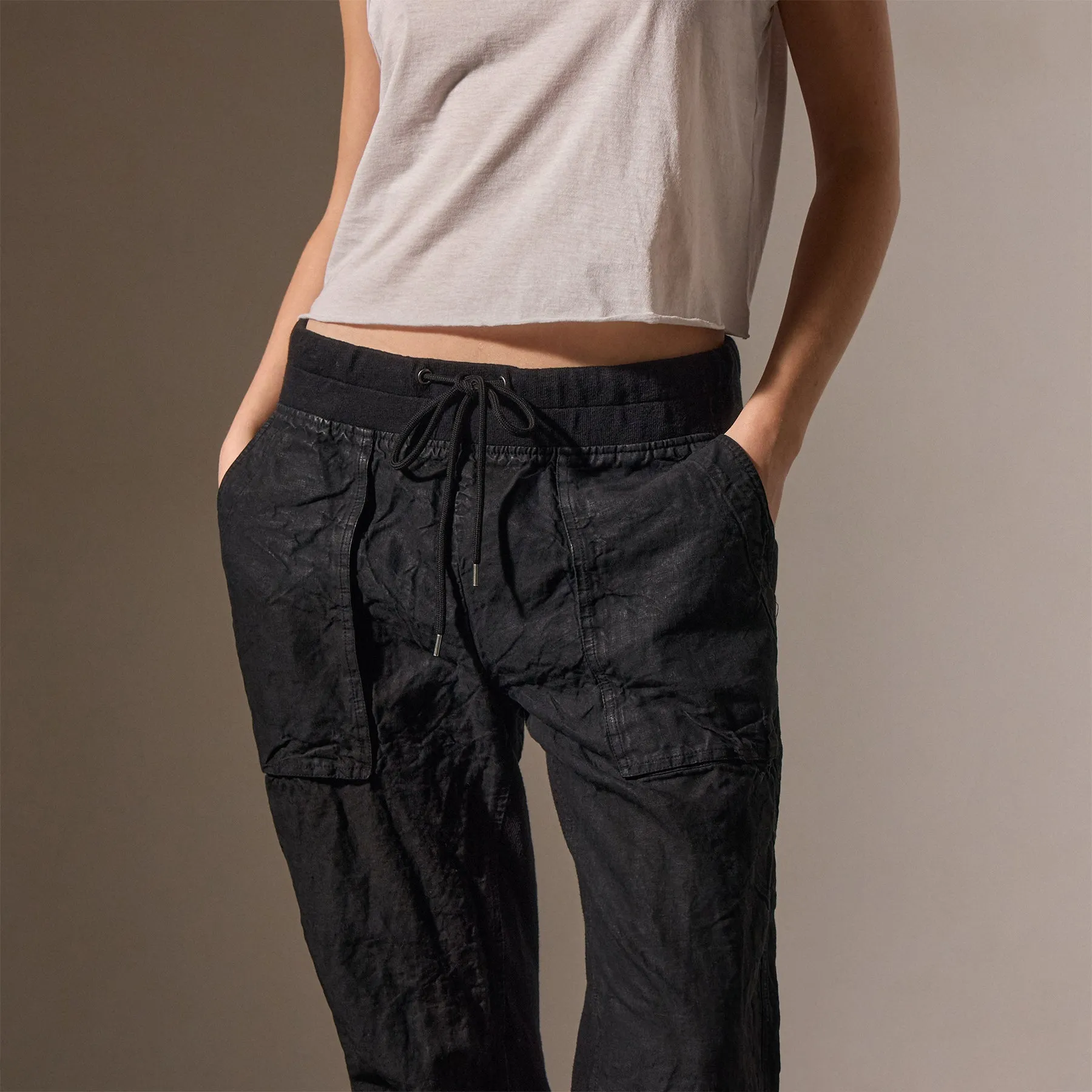 Linen Mixed Media Pant - Black sold by James Perse product image thumbnail 2