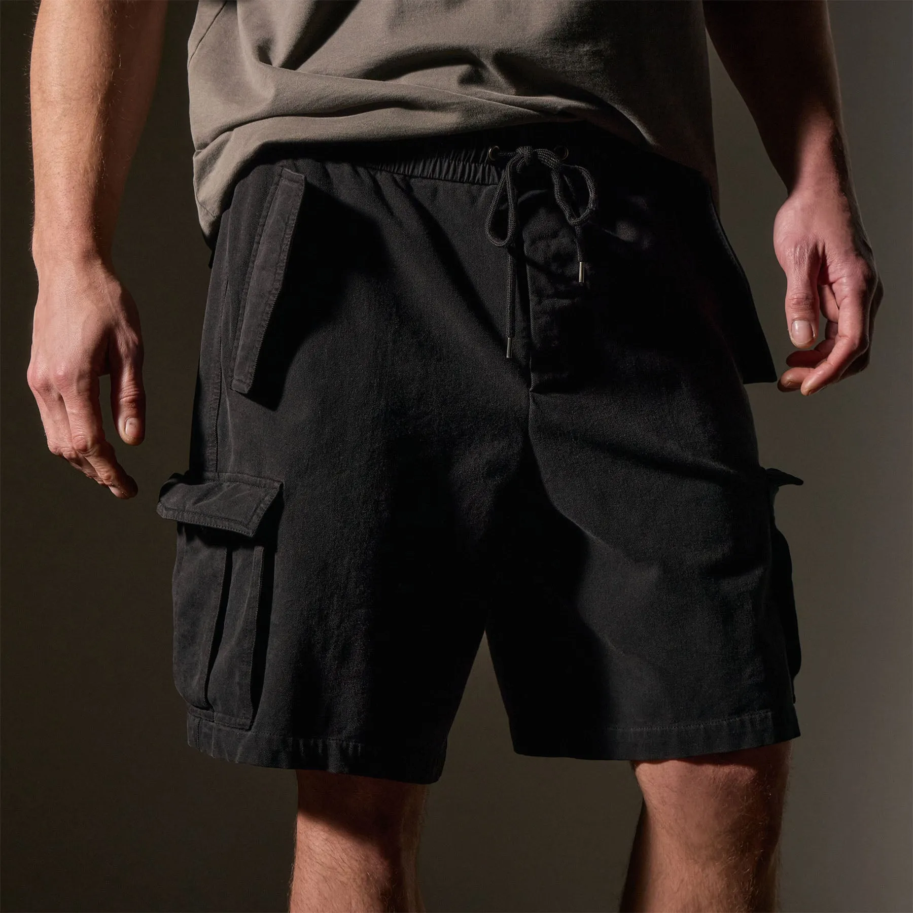 Woven Cotton Terry Cargo Short - Black sold by James Perse product image thumbnail 2