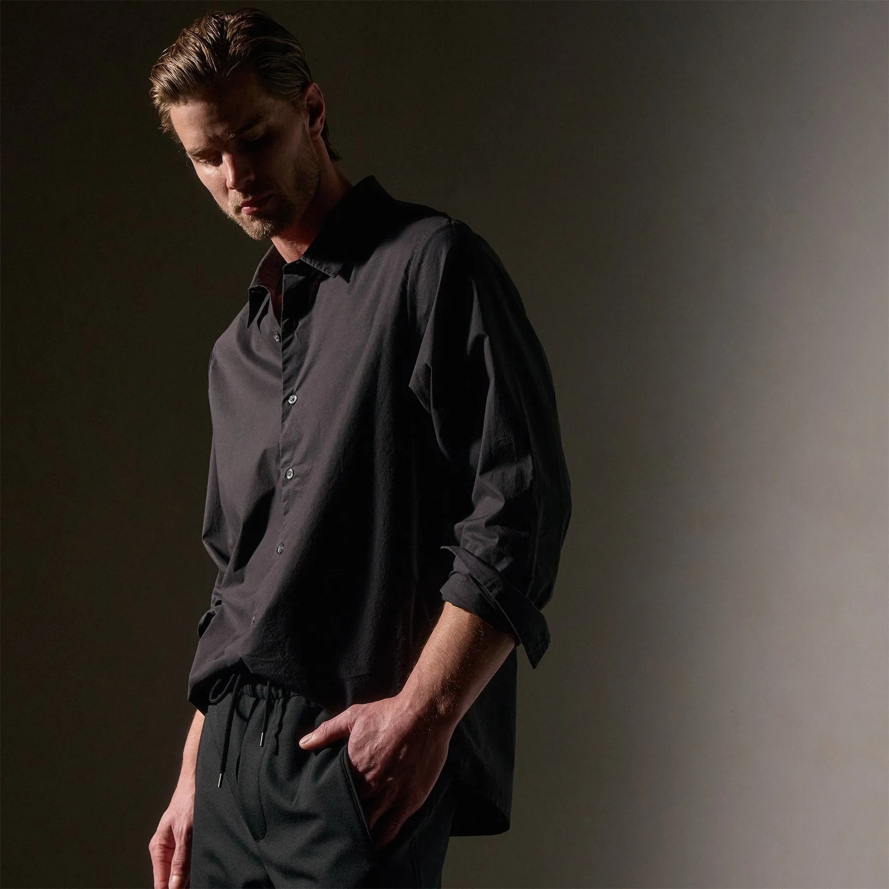 Stretch Poplin Shirt - Black sold by James Perse product image thumbnail 2