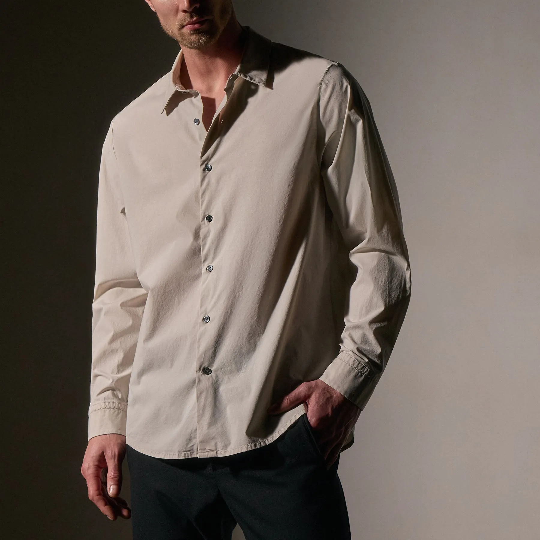 Stretch Poplin Shirt - Salt sold by James Perse product image thumbnail 2