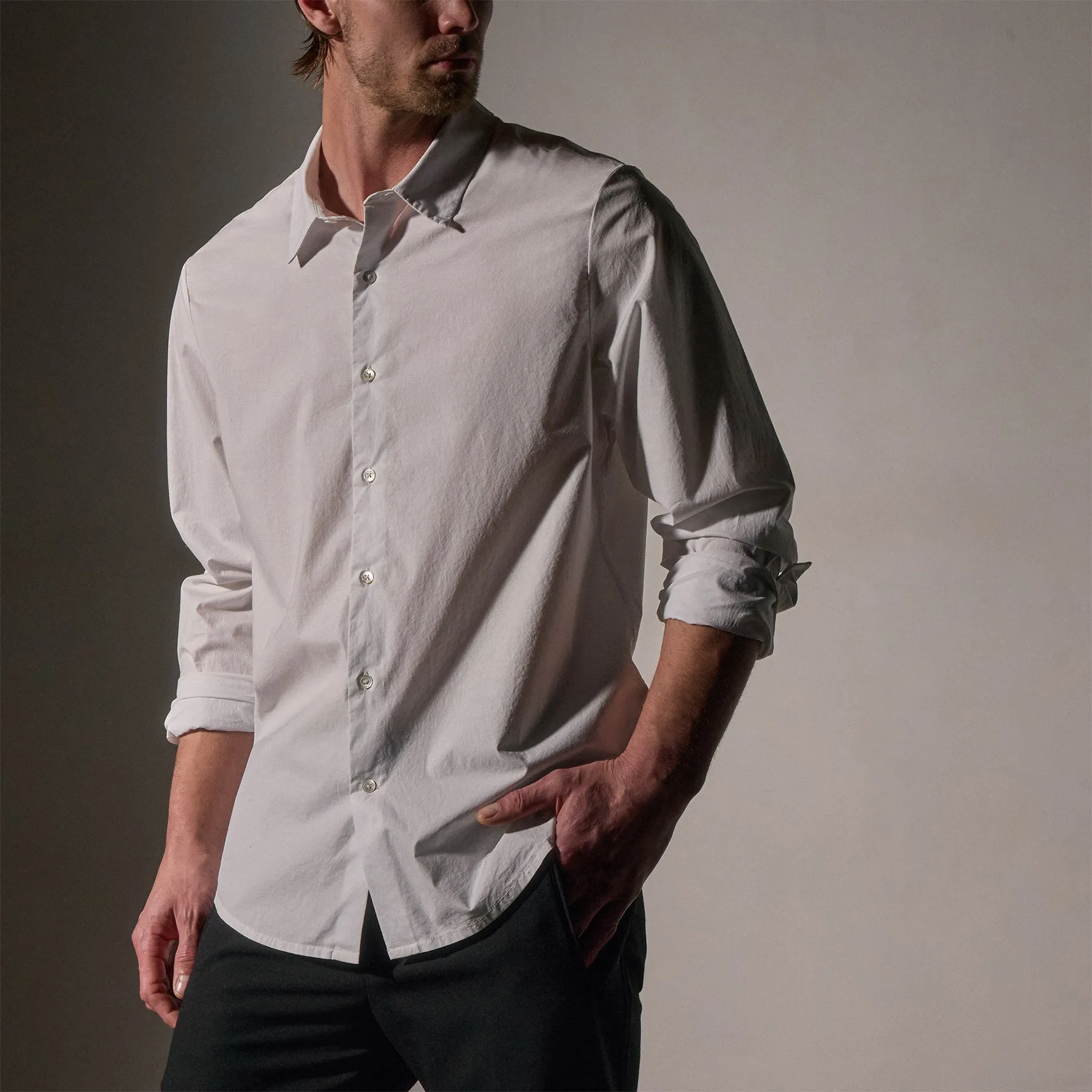 Stretch Poplin Shirt - White sold by James Perse product image thumbnail 2